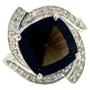 For Sale:  Statement 5.1 Carats Smoky Topaz and Diamond Cocktail Ring for Her in 925 Silver