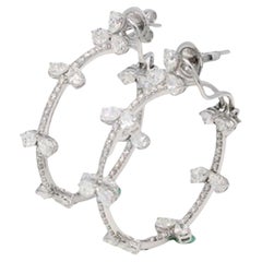 Orecchini a cerchio in oro bianco 14 carati con dichiarazione di 5,16 carati SI/H Diamante H. H.