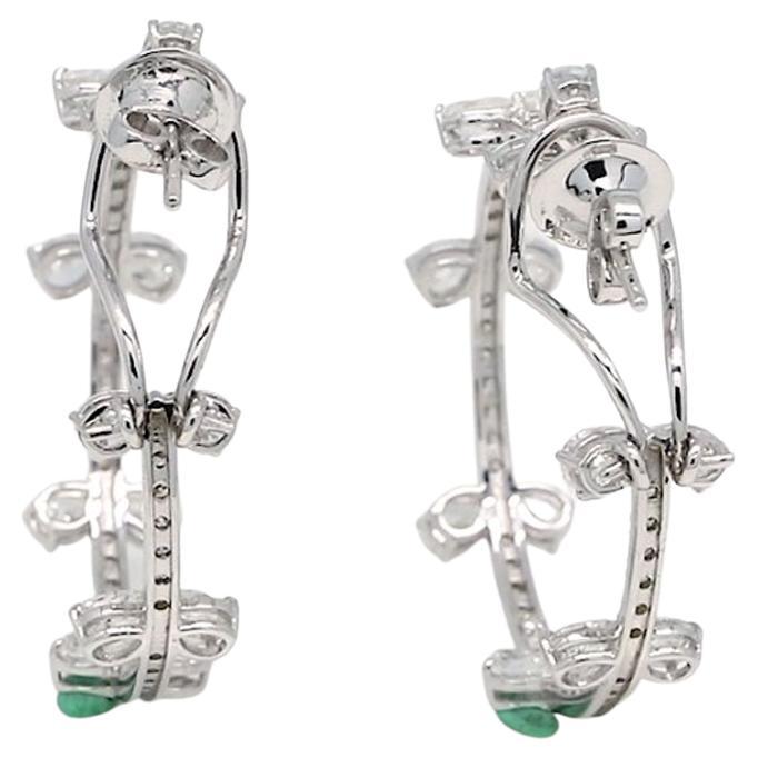 Moderno Orecchini a cerchio in oro bianco 18 carati con dichiarazione di 5,16 carati SI/H Diamanti H. H. in vendita