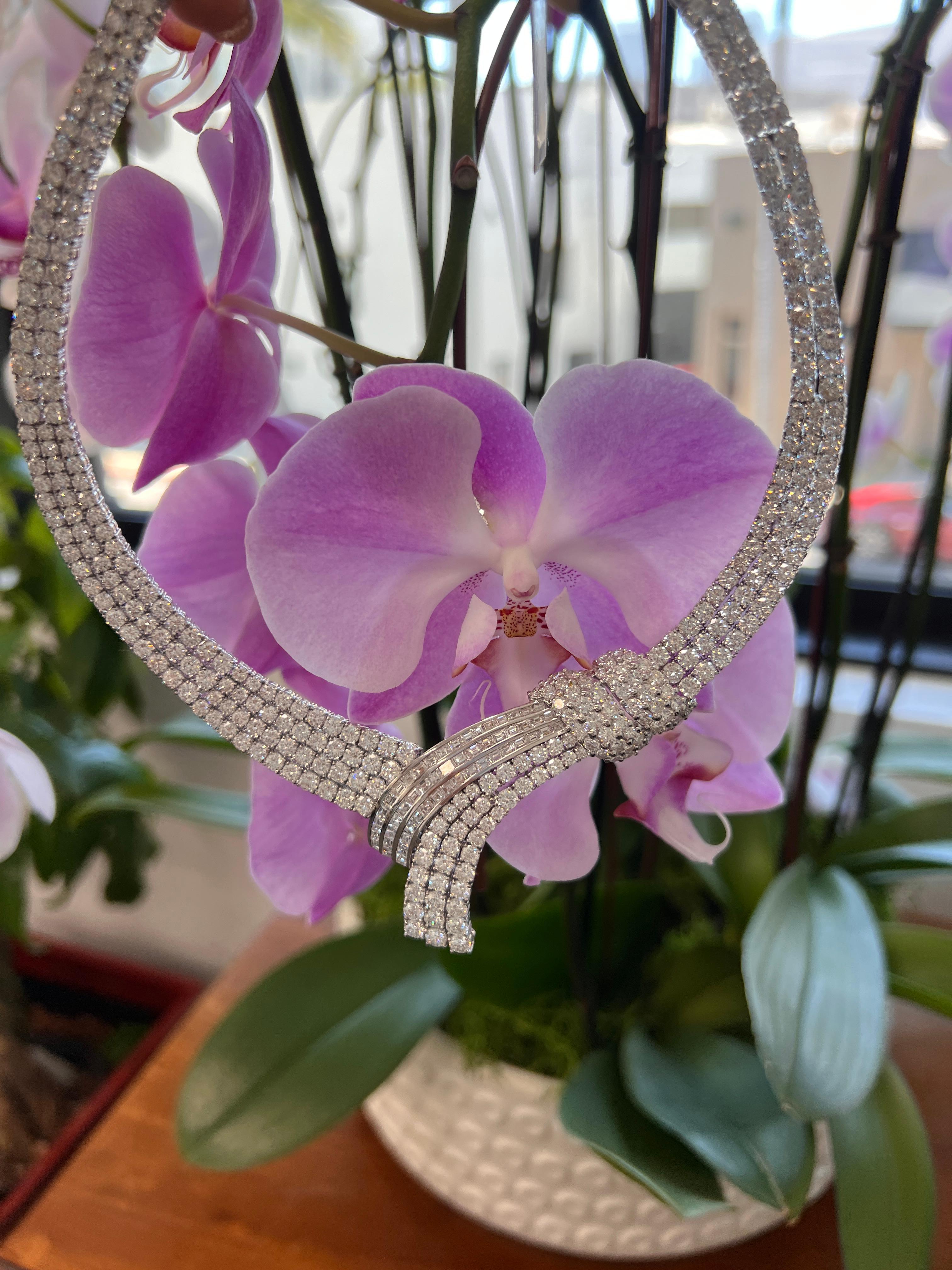Collana girocollo con diamanti da 52,50 carati in stile retrò In condizioni ottime in vendita a Beverly Hills, CA
