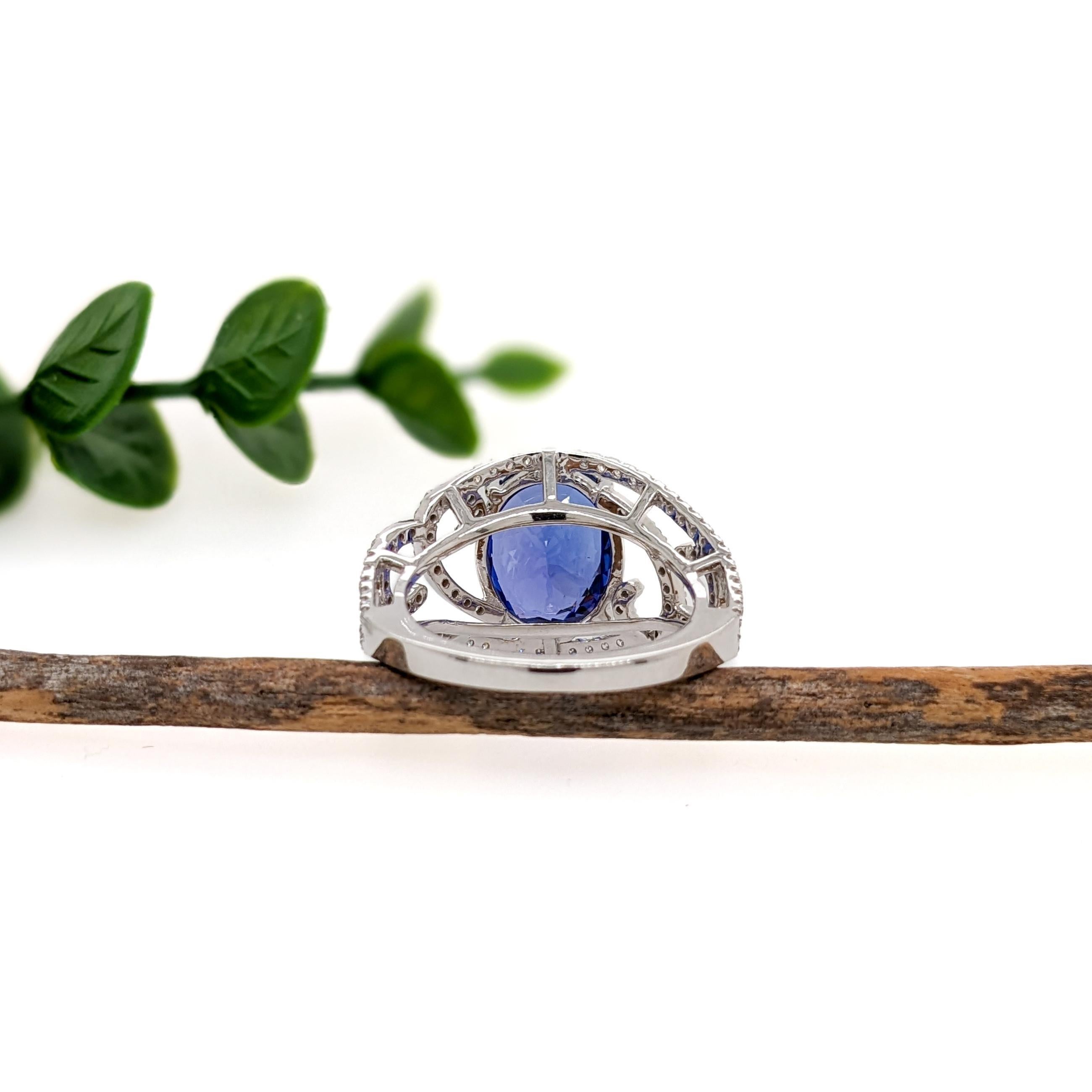 Statement 5.4ct Tanzanite Ring W Earth Mined Diamonds in Solid 14K White Gold In New Condition For Sale In Columbus, OH