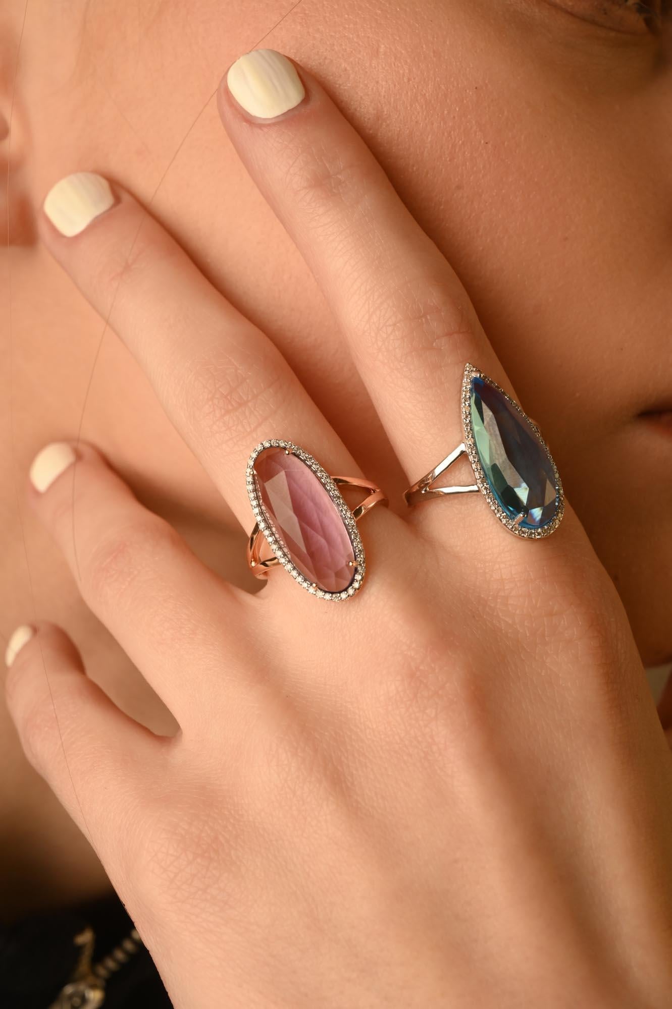 En venta: Anillo de diamantes amatista de 5,73 quilates y oro rosa macizo de 14 quilates  17