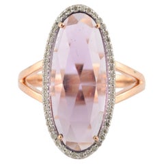 Anillo de diamantes amatista de 5,73 quilates y oro rosa macizo de 14 quilates