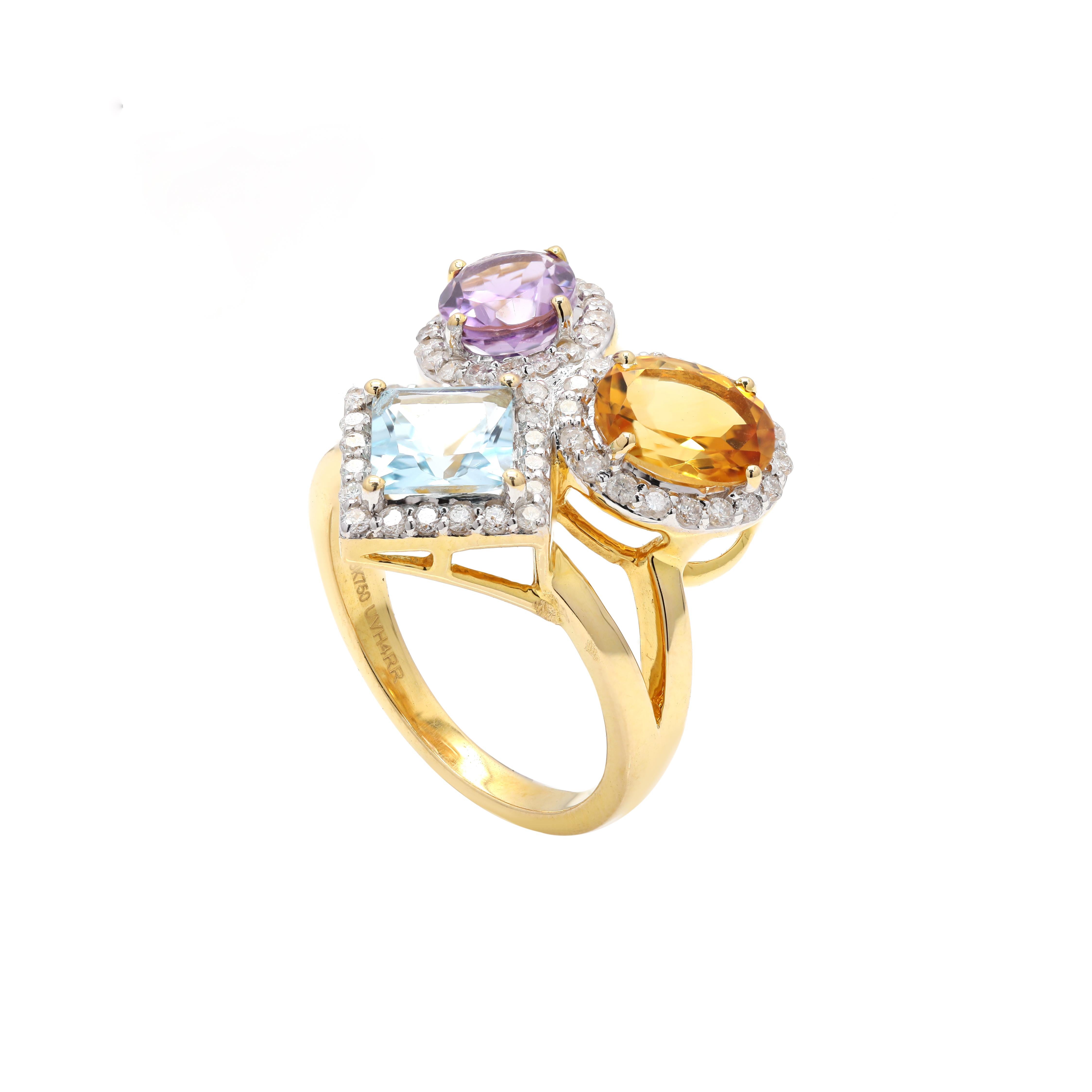 En vente :  Bague cocktail semi-précieuse surdimensionnée en or jaune 18 carats avec diamants de 7,23 carats 4