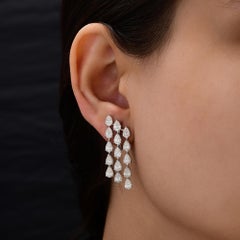 Statement 7.32 Ct SI/H Diamond Chandelier Earrings 14k White Gold Jewelry
