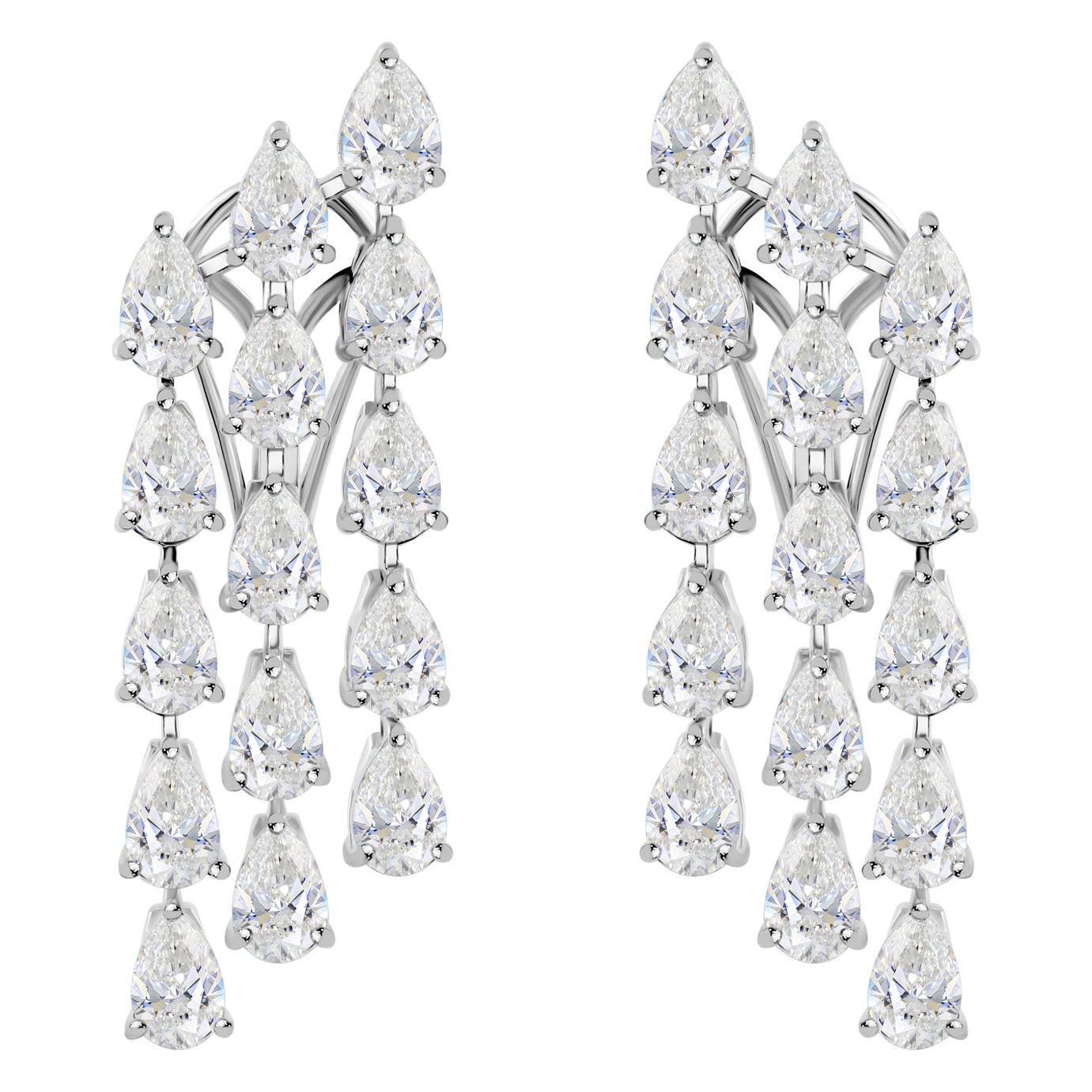 Statement 7.32 Ct SI/H Diamond Chandelier Earrings 14k White Gold Jewelry For Sale