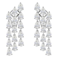 Statement 7.32 Ct SI/H Diamond Chandelier Earrings 14k White Gold Jewelry