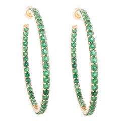 Boucles d'oreilles pour elle en or jaune massif 14k avec émeraude de 7,33 carats