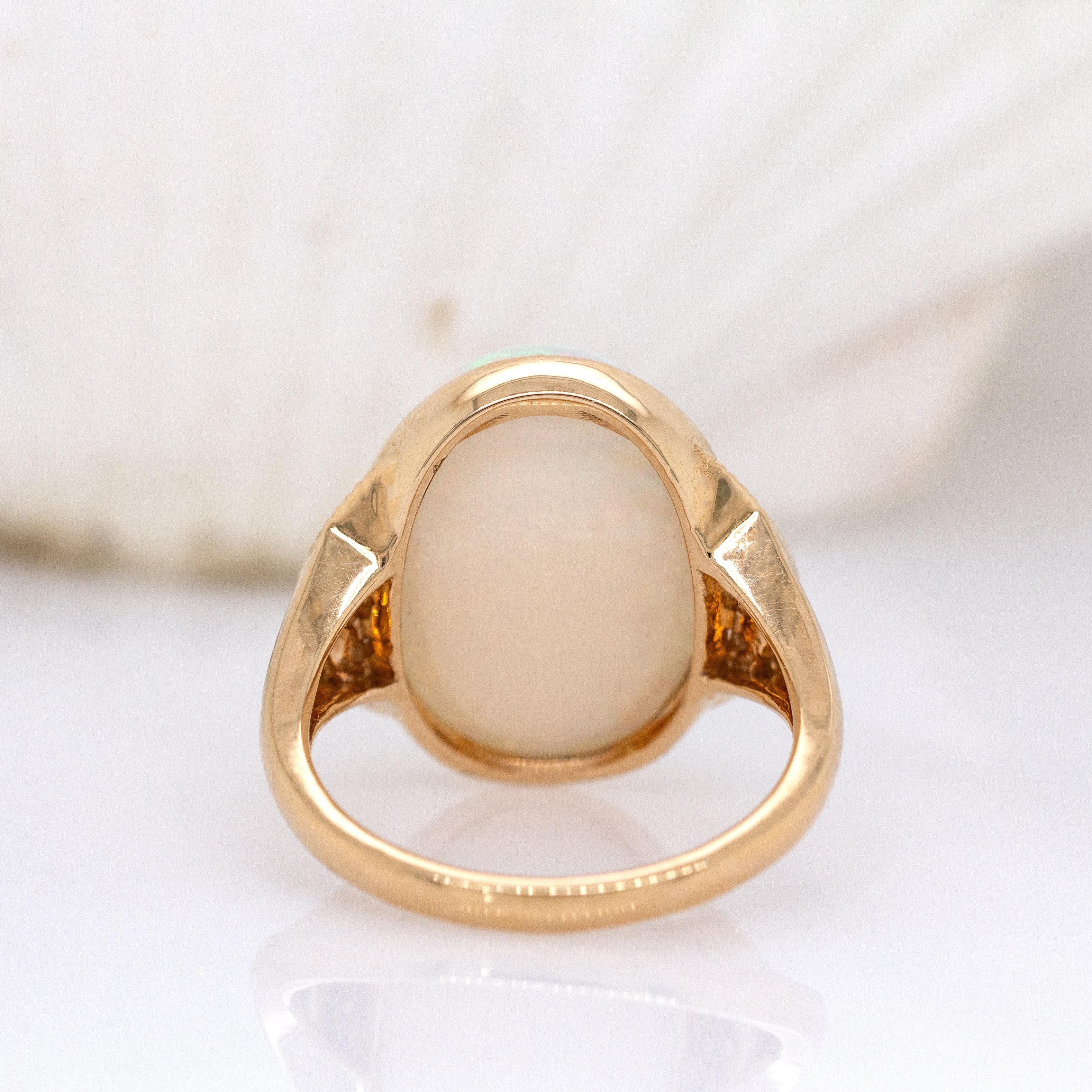 Statement 7,3cts äthiopischen Opal Ring w natürlichen Diamant Akzente in 14K Solid Gold Damen im Angebot