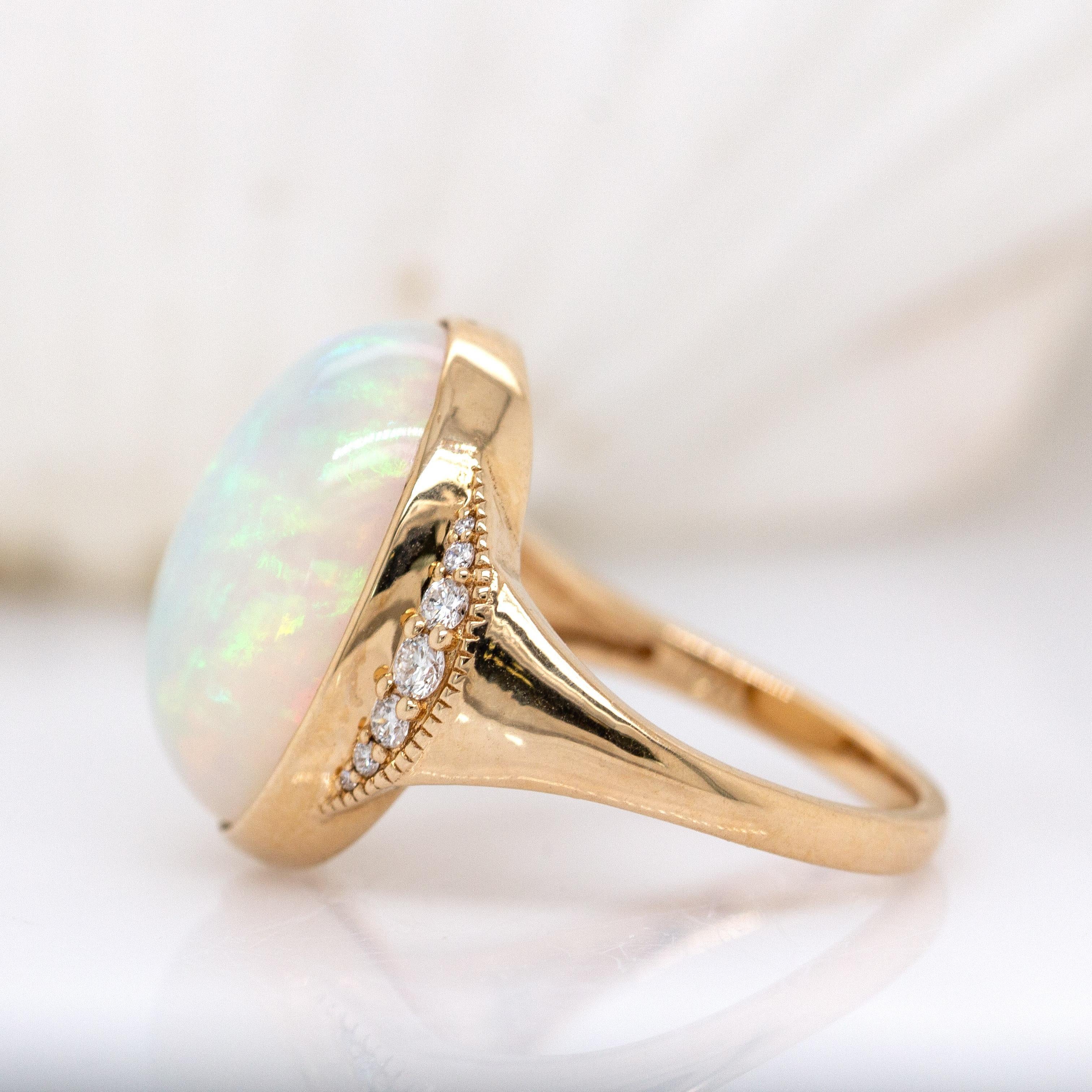 Statement 7,3cts äthiopischen Opal Ring w natürlichen Diamant Akzente in 14K Solid Gold im Angebot 1
