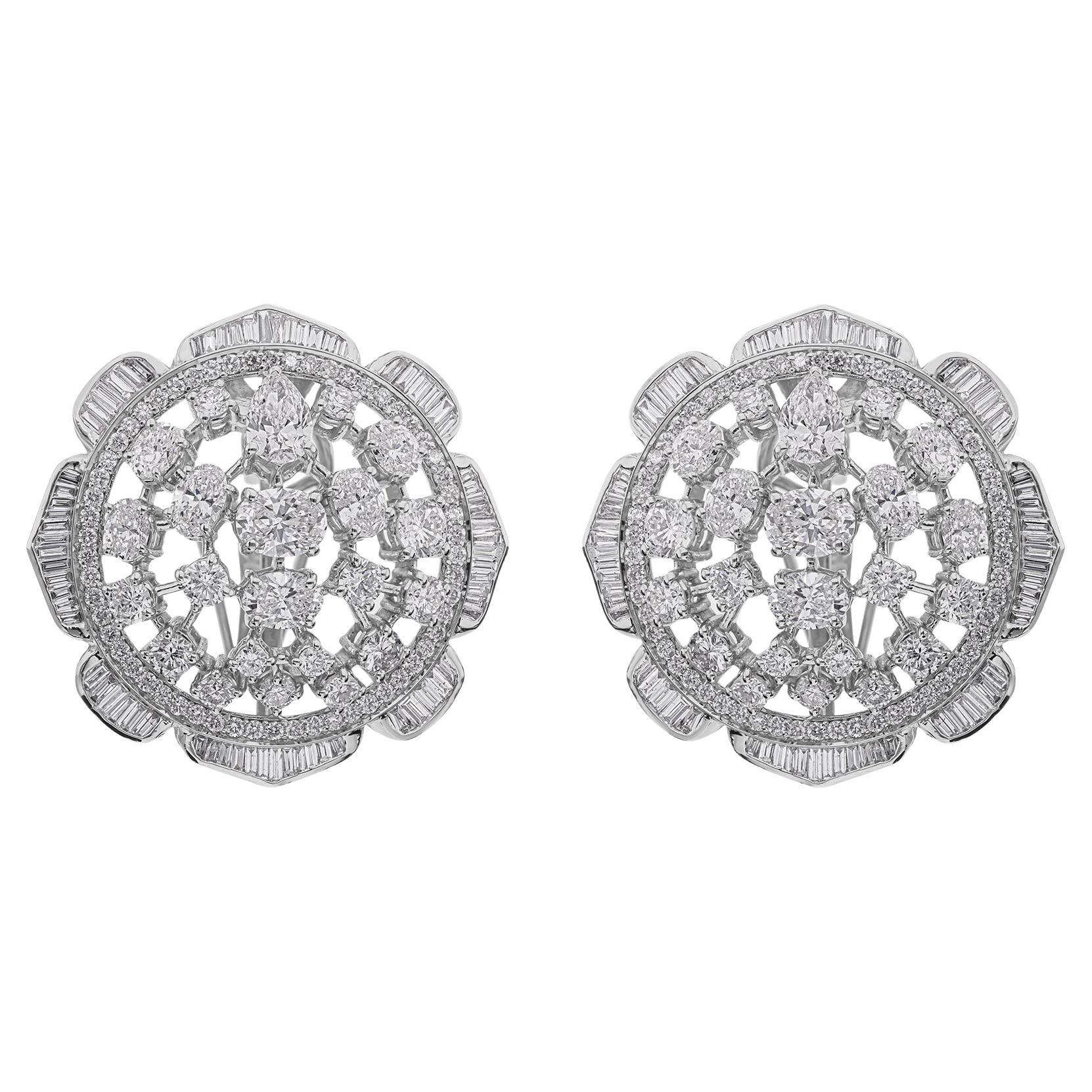 Statement 7.49Ct SI/HI Cluster Diamant Hochzeit Ohrstecker 14 Karat Weißgold