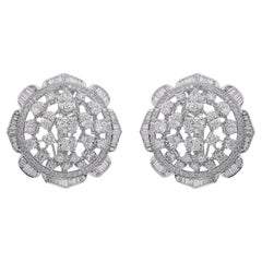 Statement 7.49Ct SI/HI Cluster Diamond Wedding Stud Earrings 14 Karat White Gold
