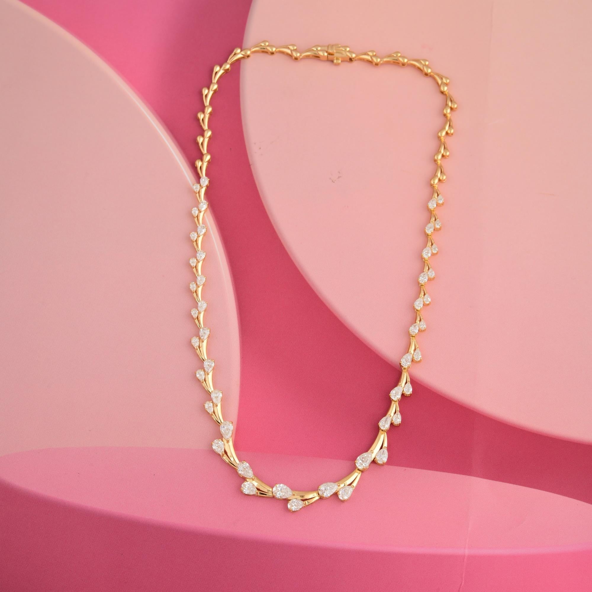 Donna Collana da sposa con collare di diamanti taglio pera SI/HI di 7,78 carati in oro giallo 18 carati in vendita