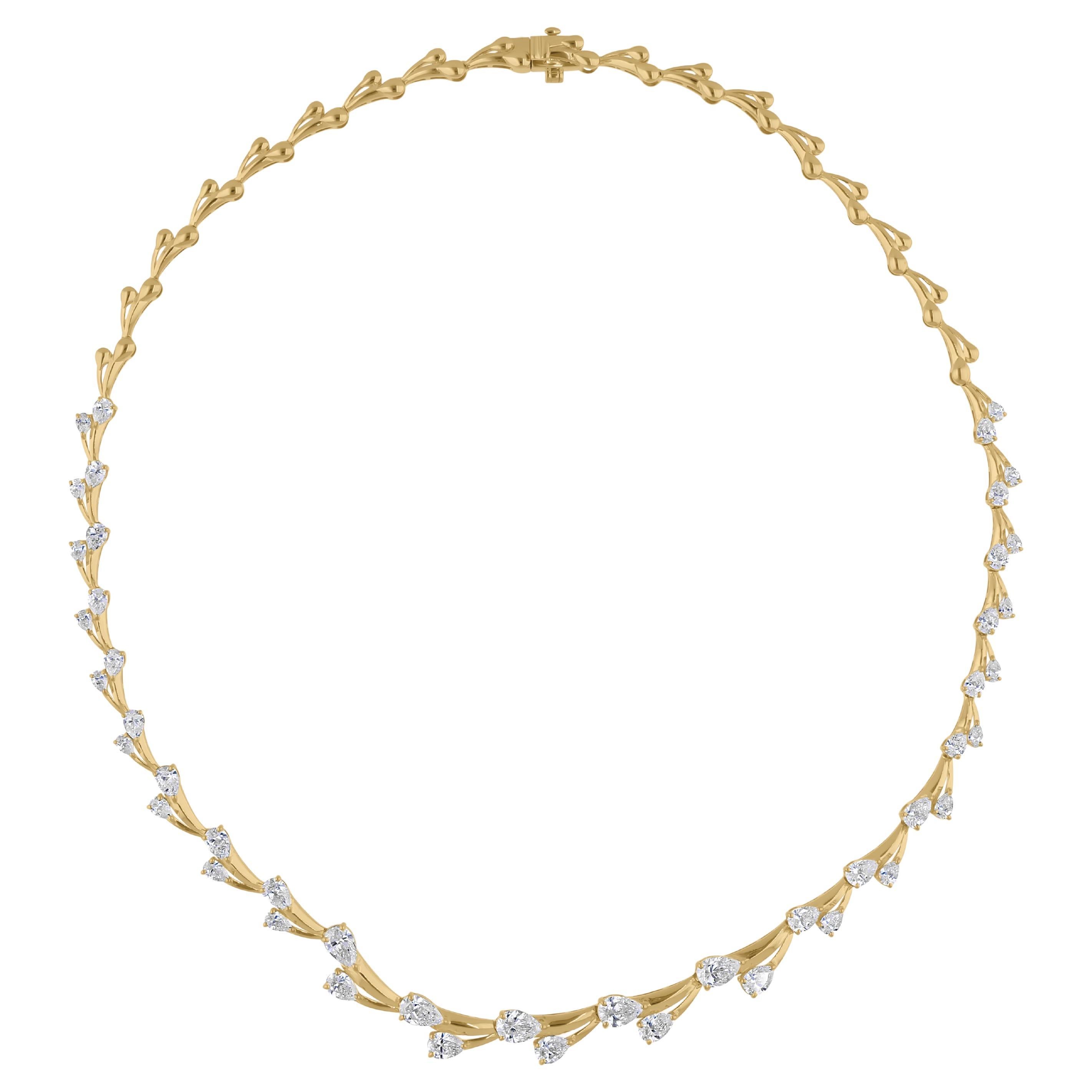 Collana da sposa con collare di diamanti taglio pera SI/HI di 7,78 carati in oro giallo 18 carati