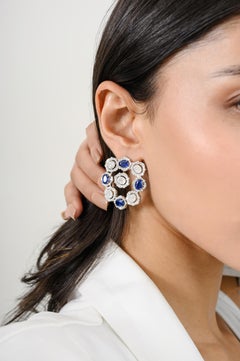 8,09 CTW Kyanit-Diamant-Ohrstecker aus 18k Weißgold Muttertagsgeschenk