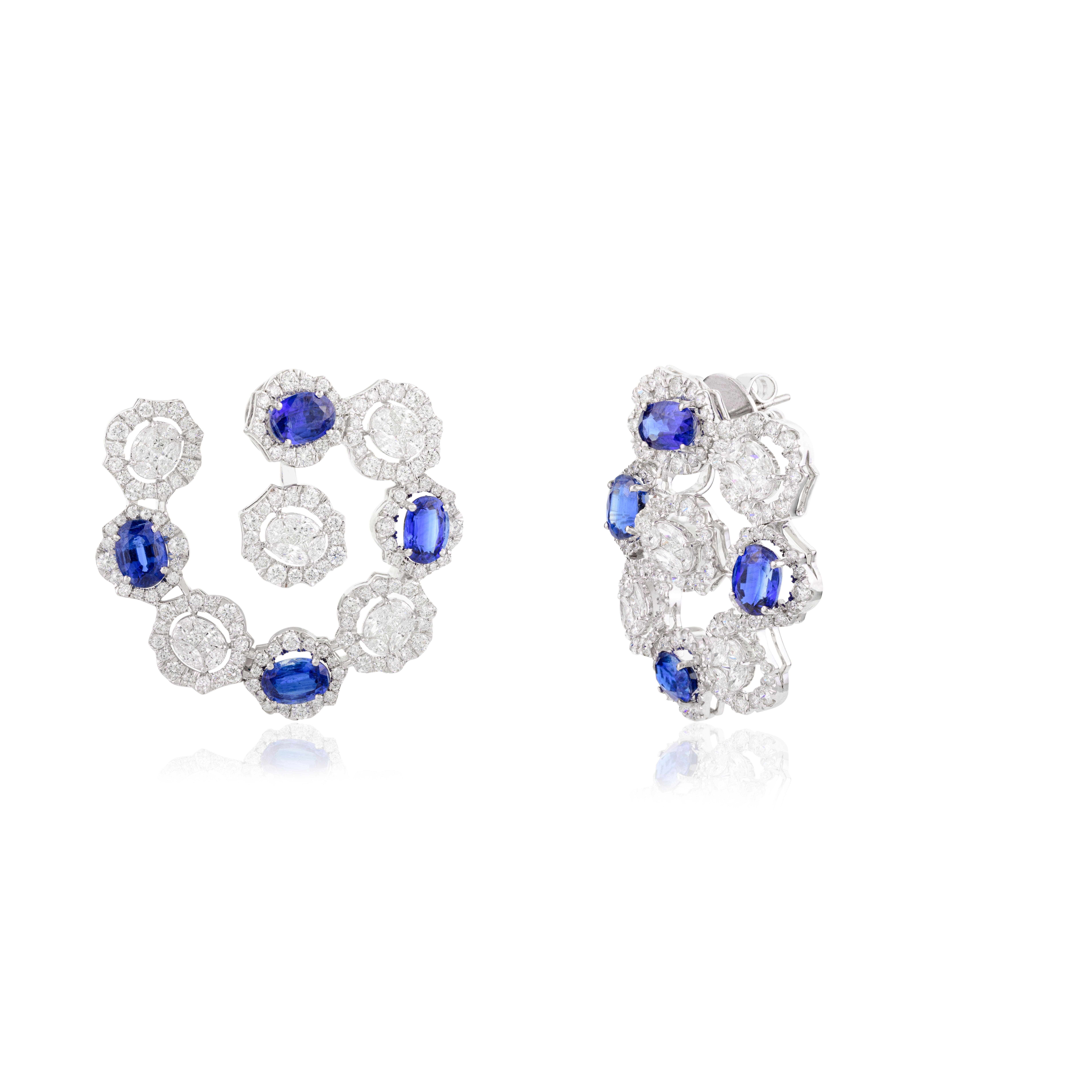 8.09 CTW Kyanite Diamond Stud Earrings Made in 18k White Gold Mothers Day Gift In New Condition For Sale In New York, NY