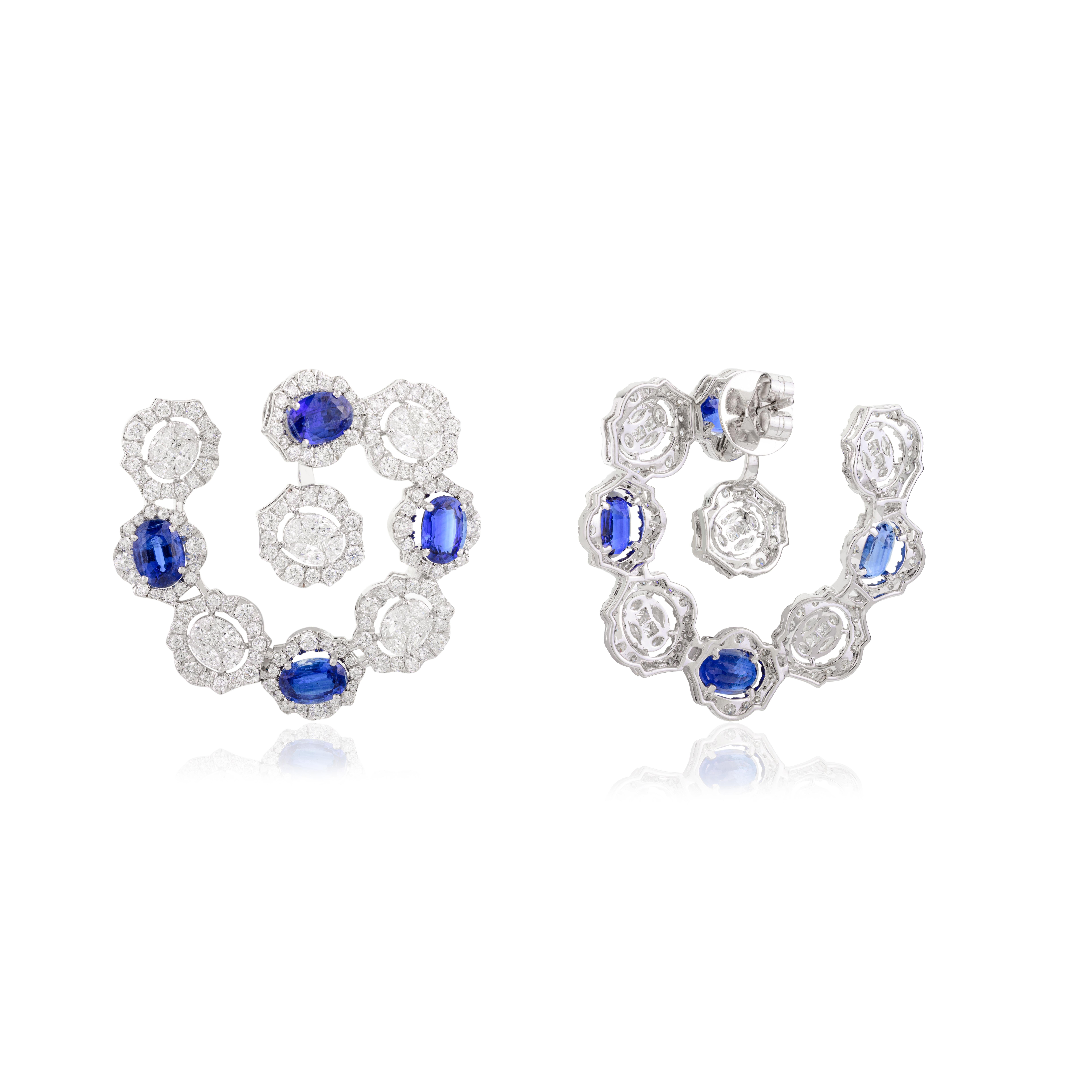 8.09 CTW Kyanite Diamond Stud Earrings Made in 18k White Gold Mothers Day Gift For Sale 1