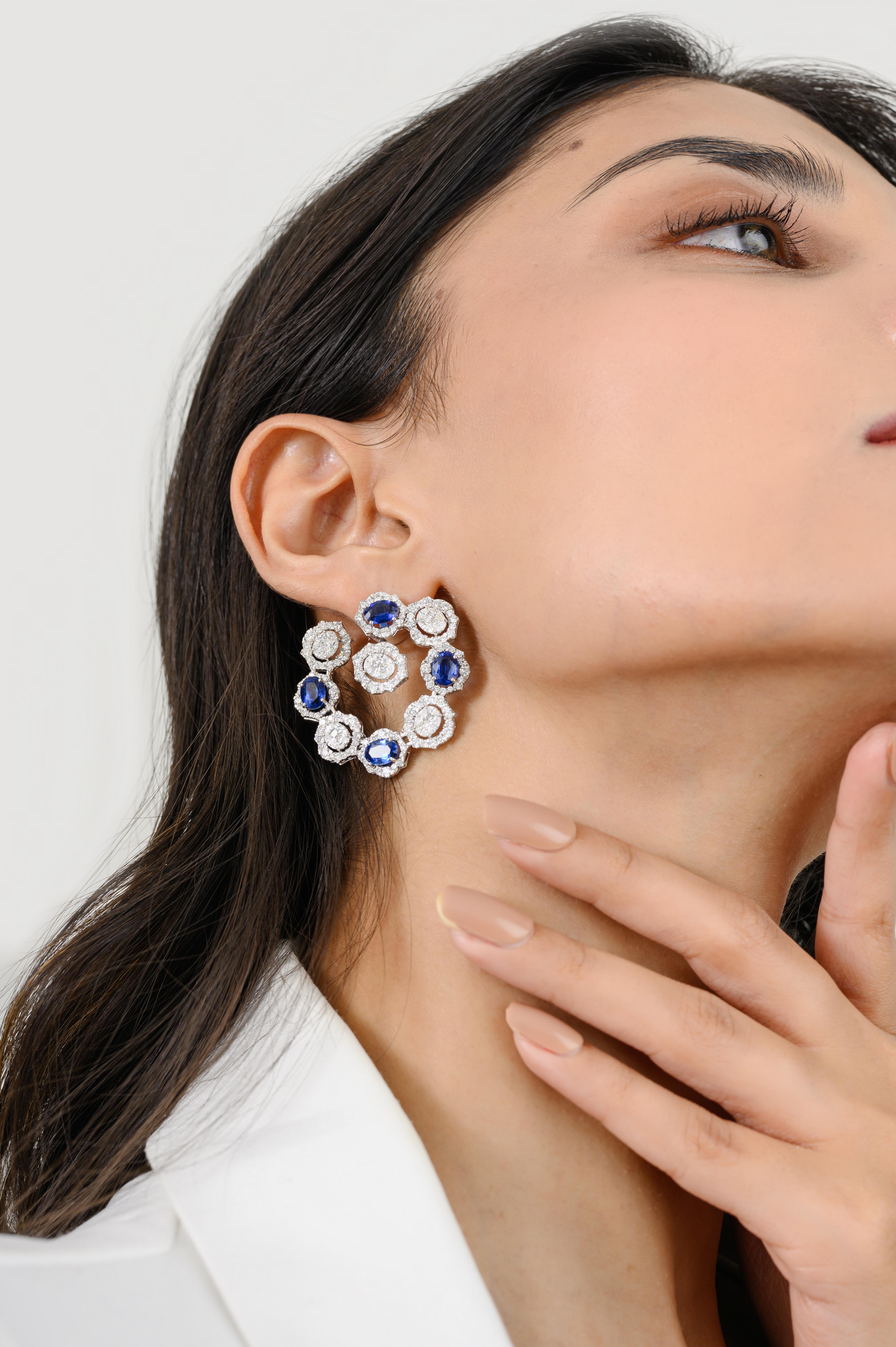 8.09 CTW Kyanite Diamond Stud Earrings Made in 18k White Gold Mothers Day Gift For Sale 3