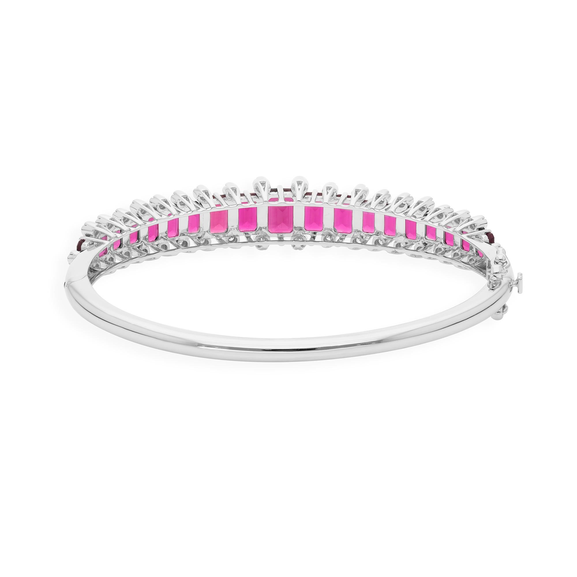 De las mujeres Pulsera de oro blanco de 14 quilates con rubíes y diamantes de 9,20 quilates en venta