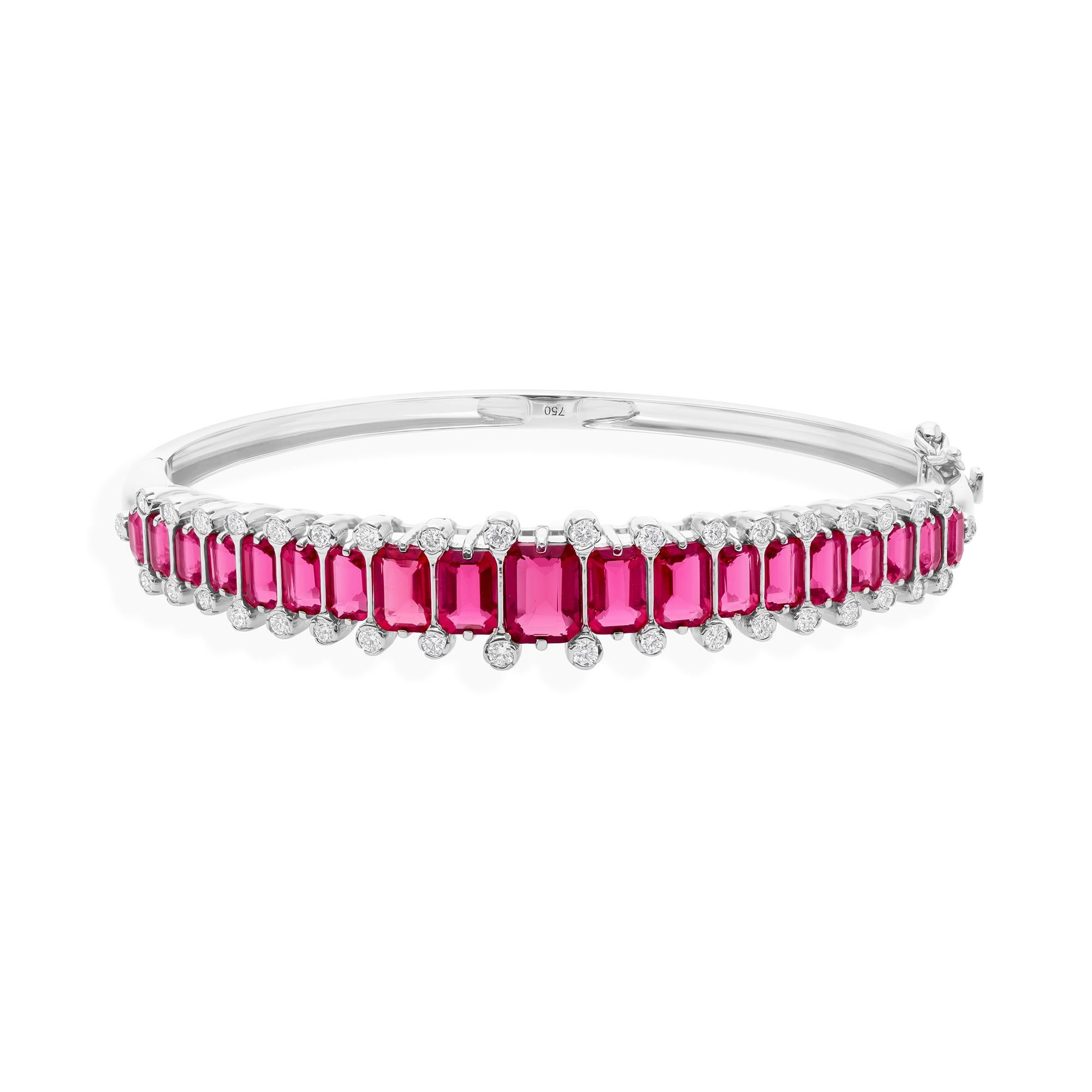 Bracelet de 9,20 carats de rubis et de diamants en or blanc 18 carats en vente 1
