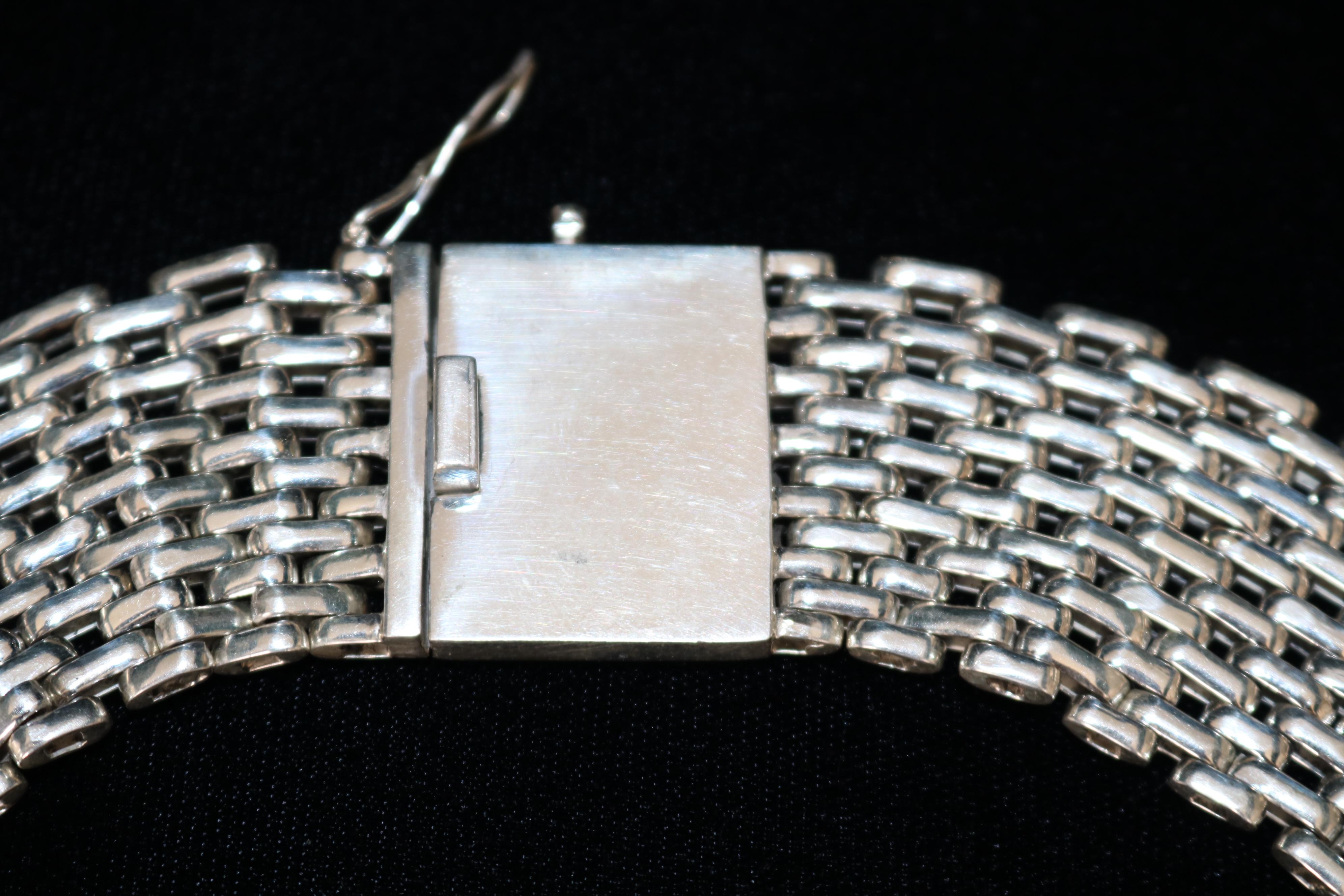 Statement 925 Silver Woven Collar Necklace In New Condition For Sale In Miami, FL