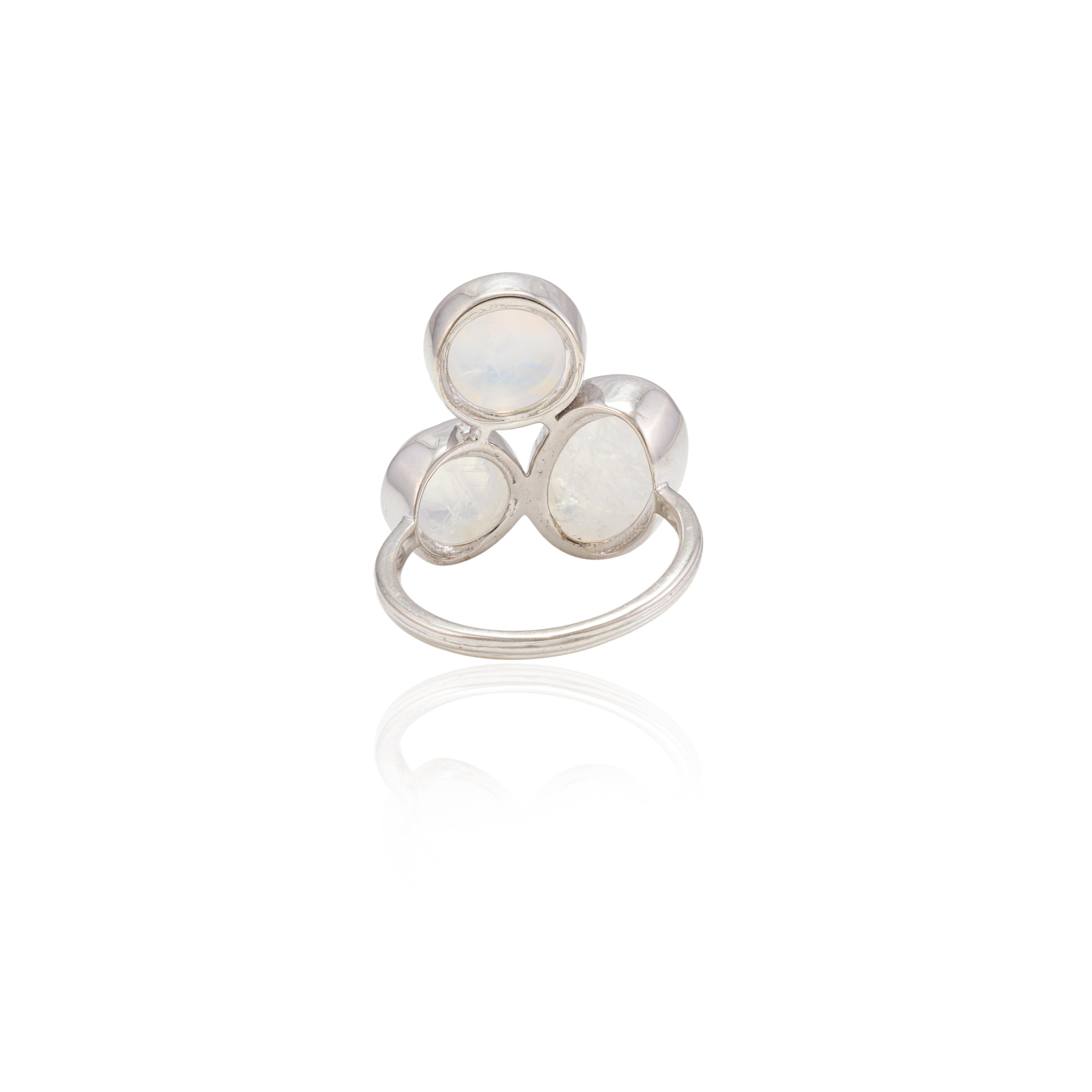 Im Angebot: Statement 9,86 Karat Mondstein-Cocktailring aus 18 Karat massivem Weißgold () 2