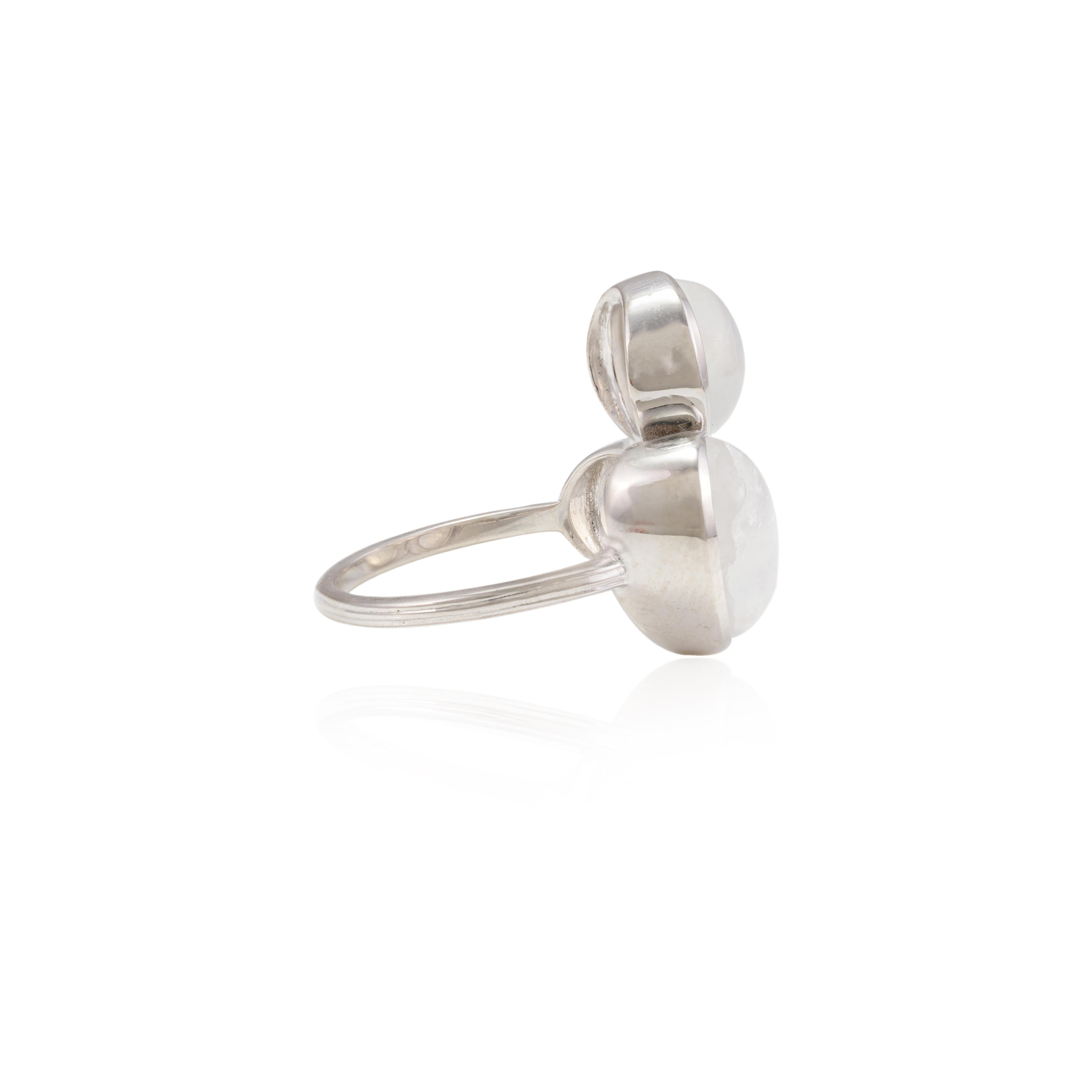 Im Angebot: Statement 9,86 Karat Mondstein-Cocktailring aus 18 Karat massivem Weißgold () 4