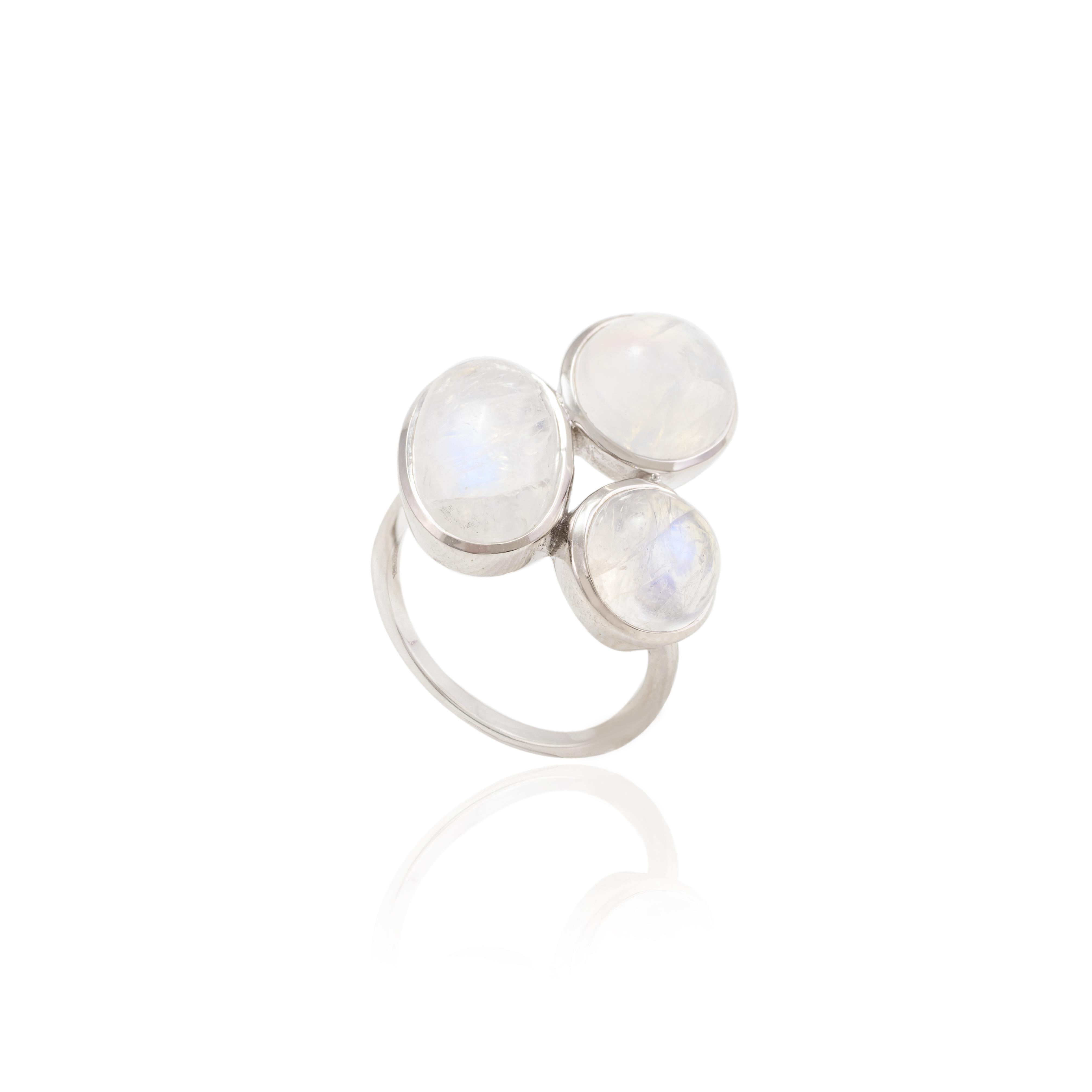 Im Angebot: Statement 9,86 Karat Mondstein-Cocktailring aus 18 Karat massivem Weißgold () 5