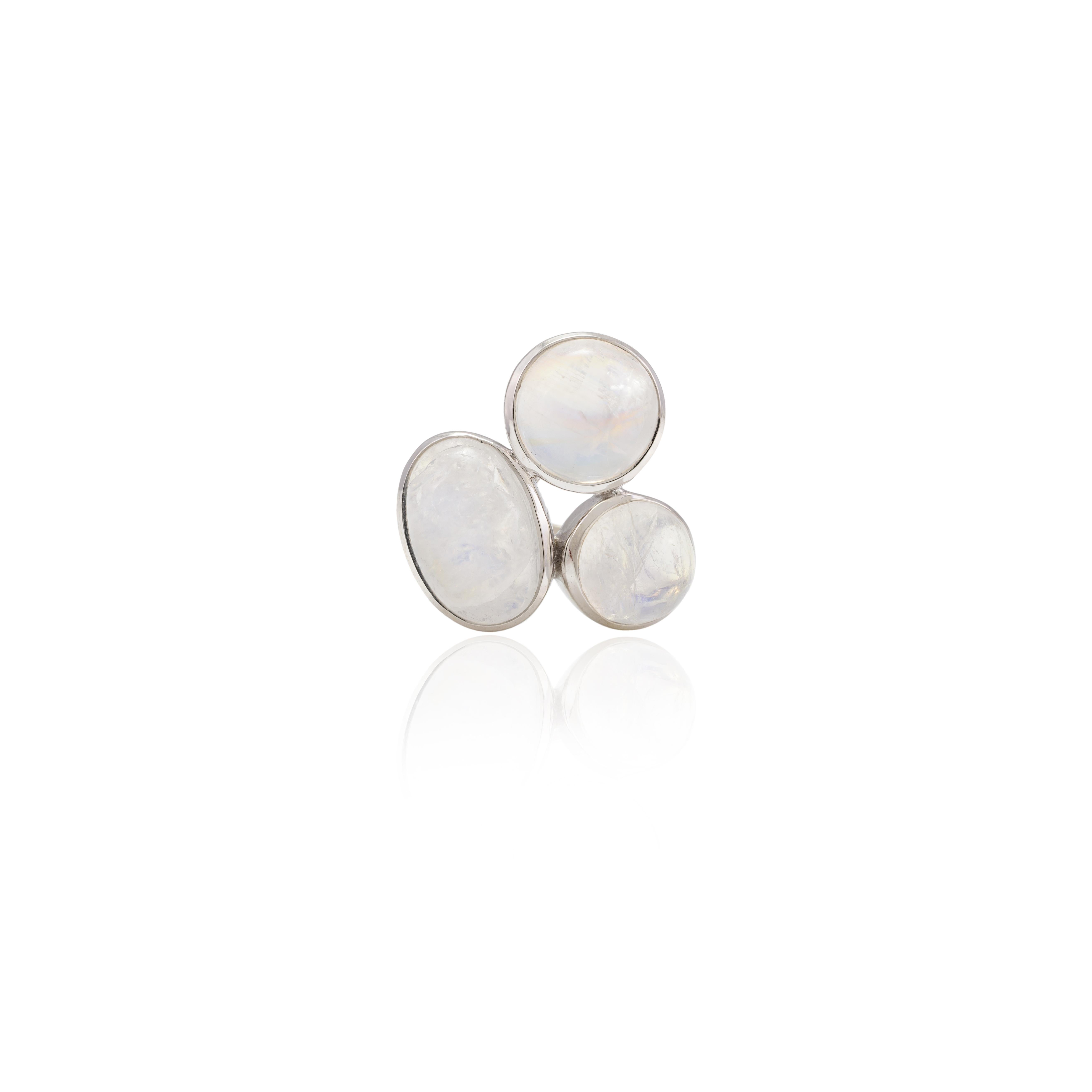 Im Angebot: Statement 9,86 Karat Mondstein-Cocktailring aus 18 Karat massivem Weißgold () 7