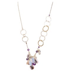 Statement Amethyst, Rose Quartz, and Chalcedony Sterling Silver Necklace