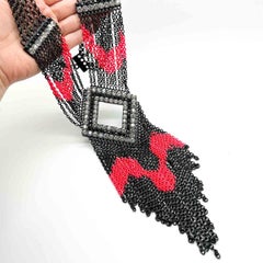 Statement Art Deco Inspired Neon & Black Tassel Collar 2000s