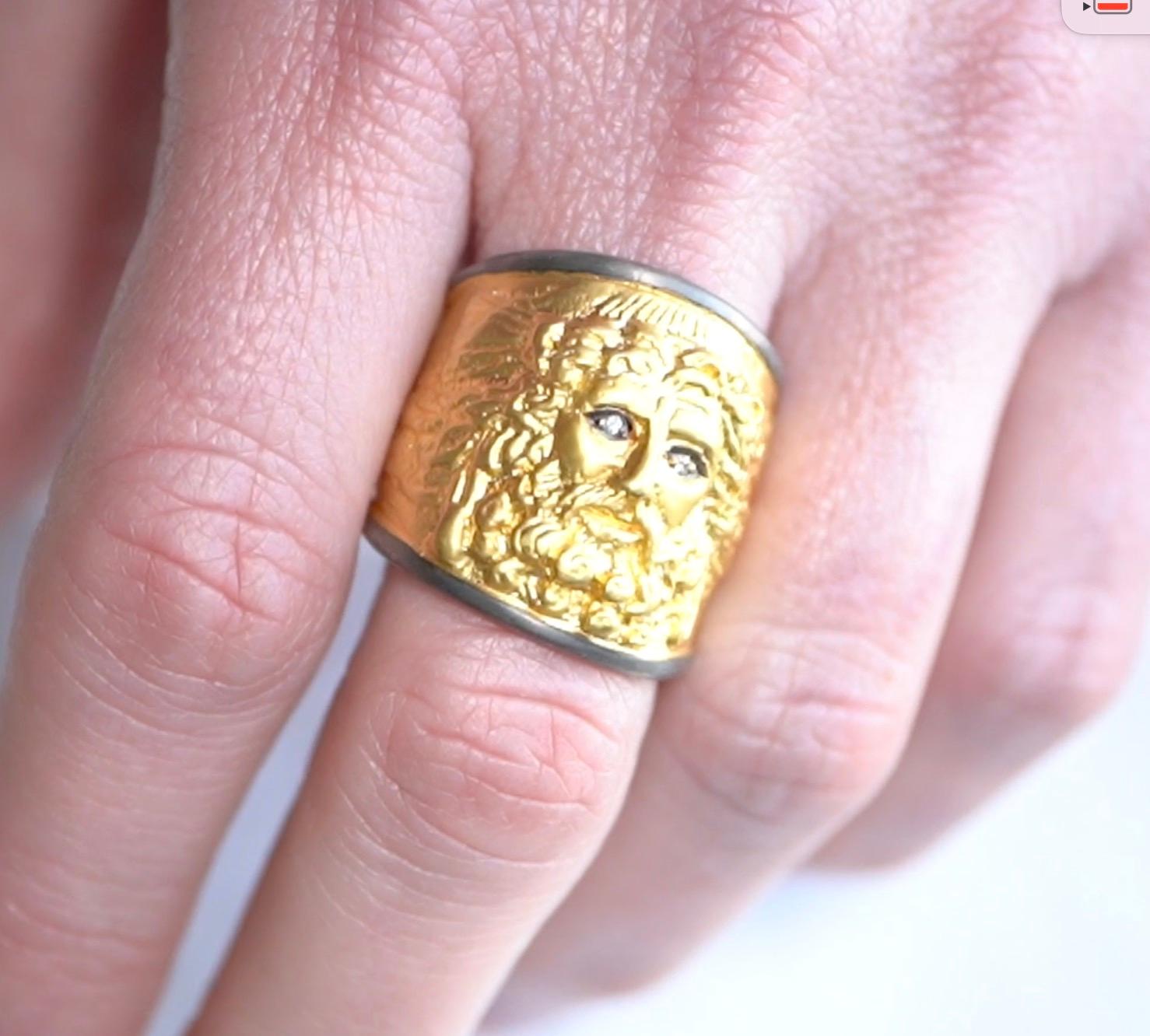 Contemporary Statement Bacchus Ring, Roman God of Agriculture Wine and Fertility For Sale