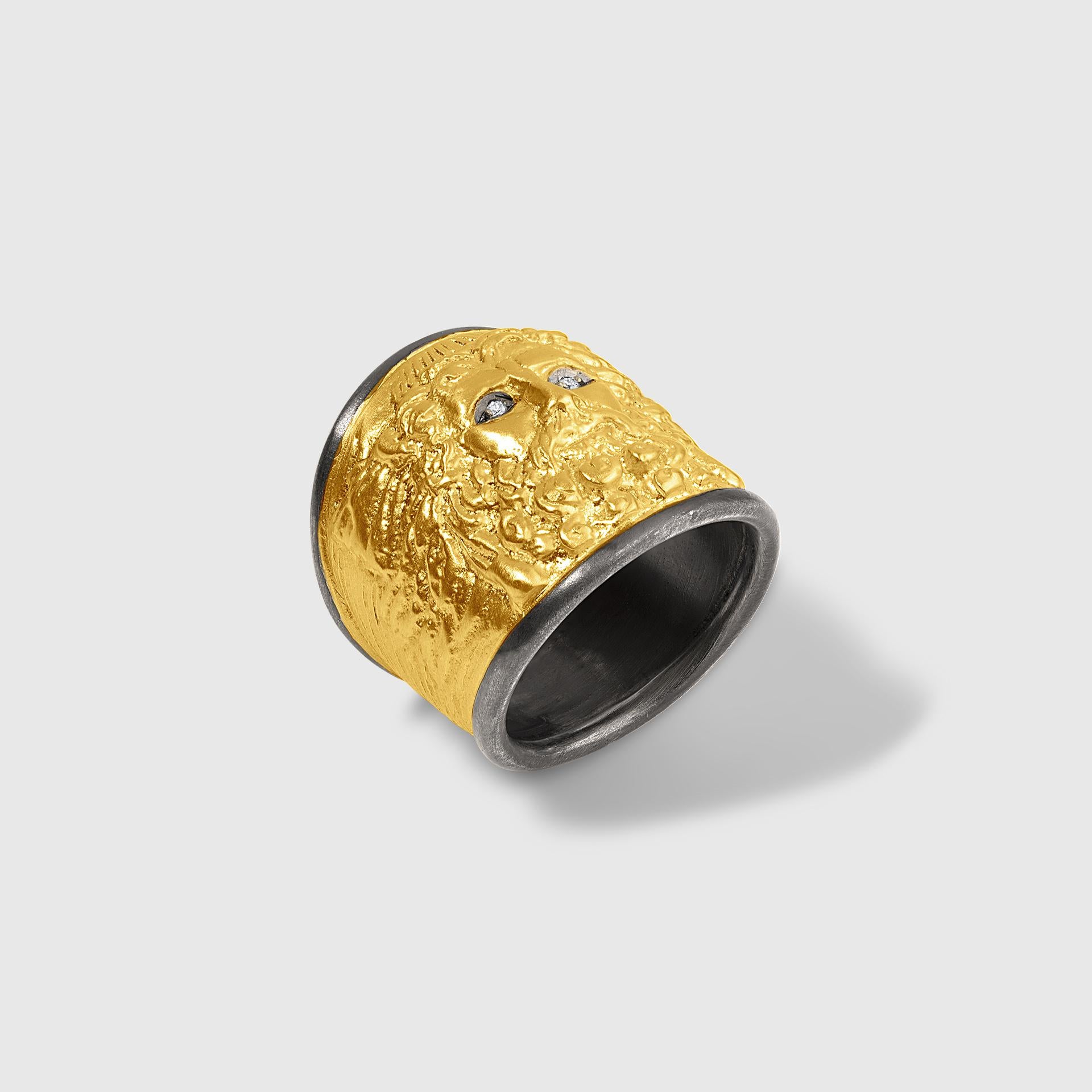 Round Cut Statement Bacchus Ring, Roman God of Agriculture Wine and Fertility For Sale