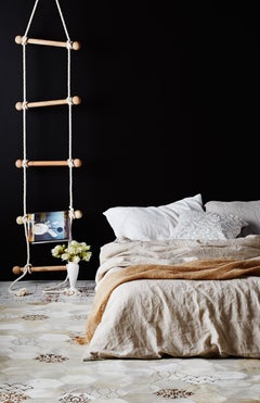 Alfombra de cuero de vaca Atomo Crema Pequeña