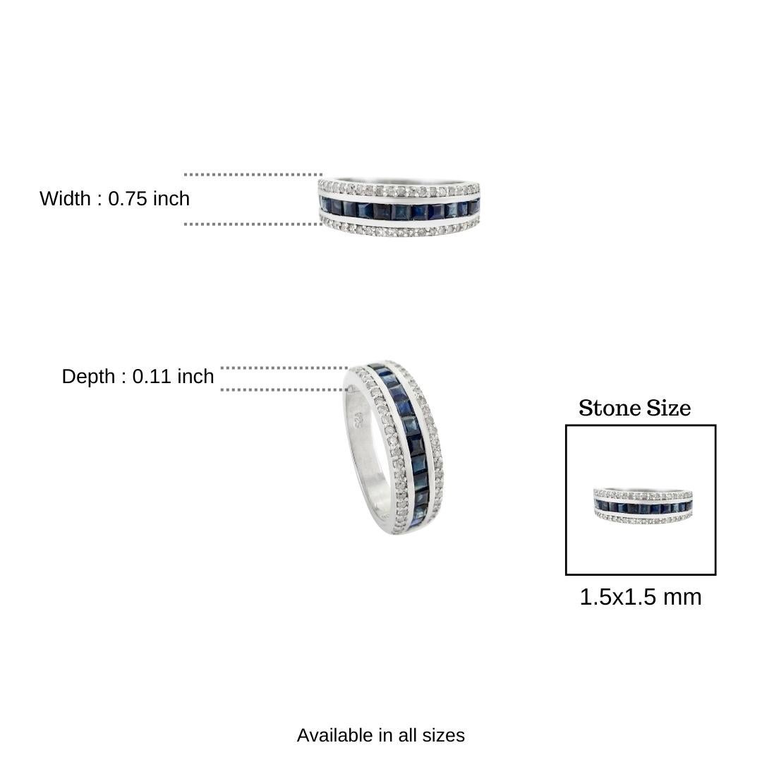 Im Angebot: Ehering mit blauem Saphir und Diamant in 925 Silber () 10