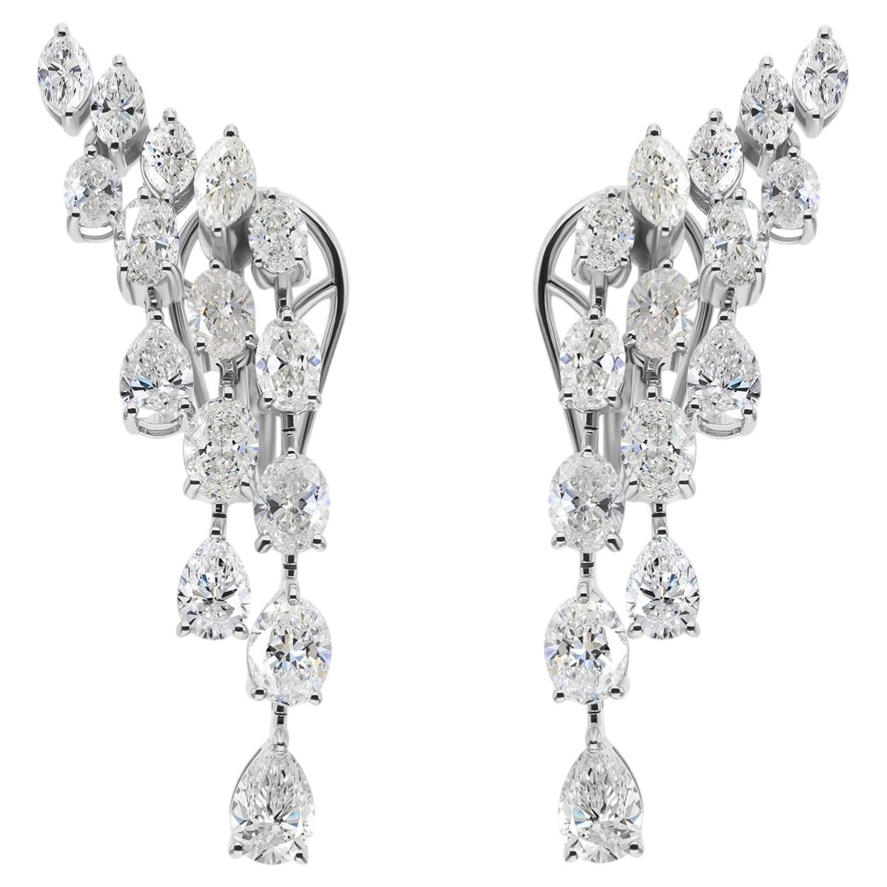 5.37 Carats Natural SI Clarity HI Color Diamonds Earrings in 18K White Gold