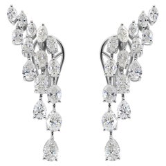 5.37 Carats Natural SI Clarity HI Color Diamonds Earrings in 18K White Gold