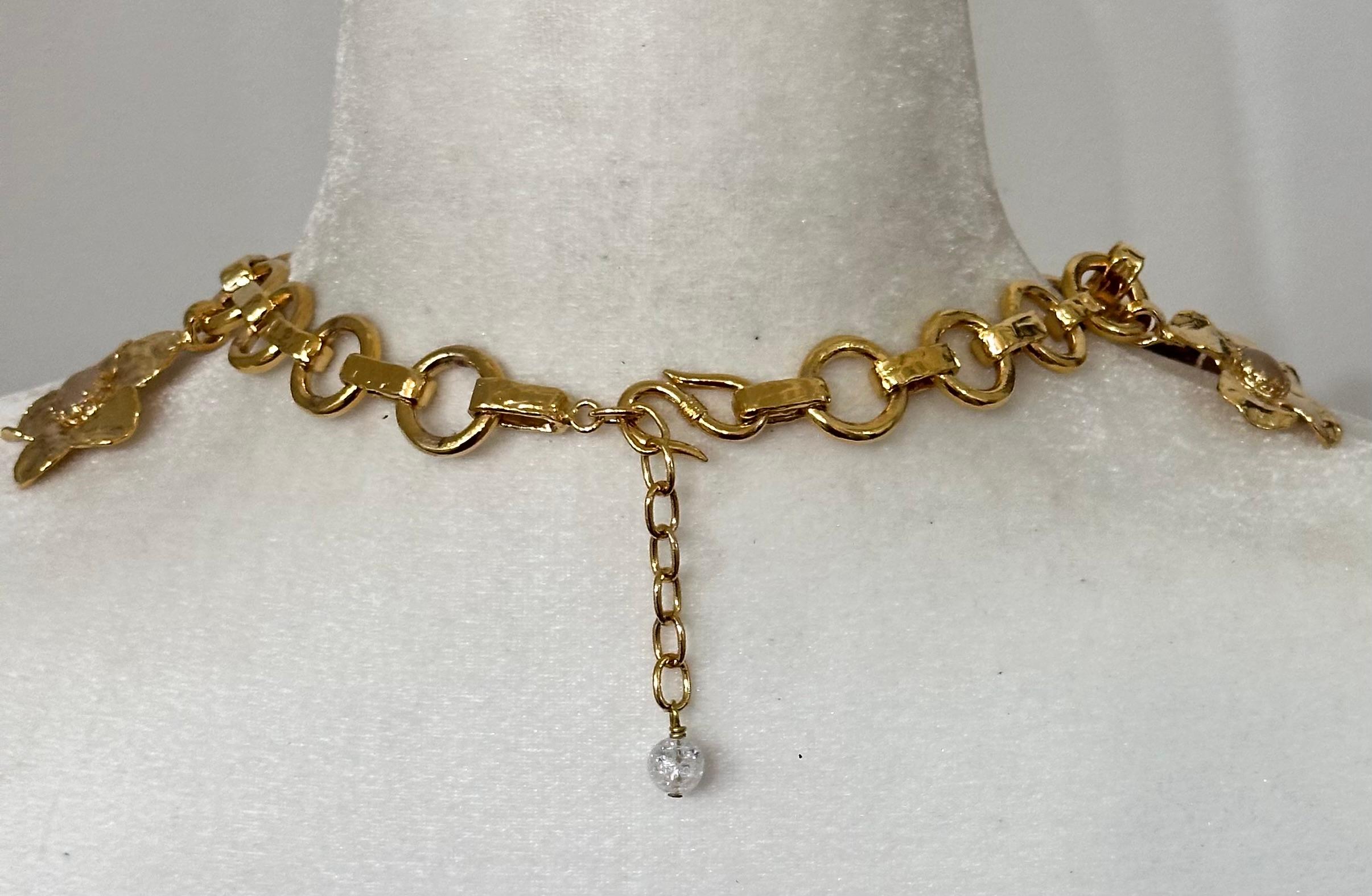 Statement Choker in Gilded Bronze, Mother of  Pearl and Onyx 6