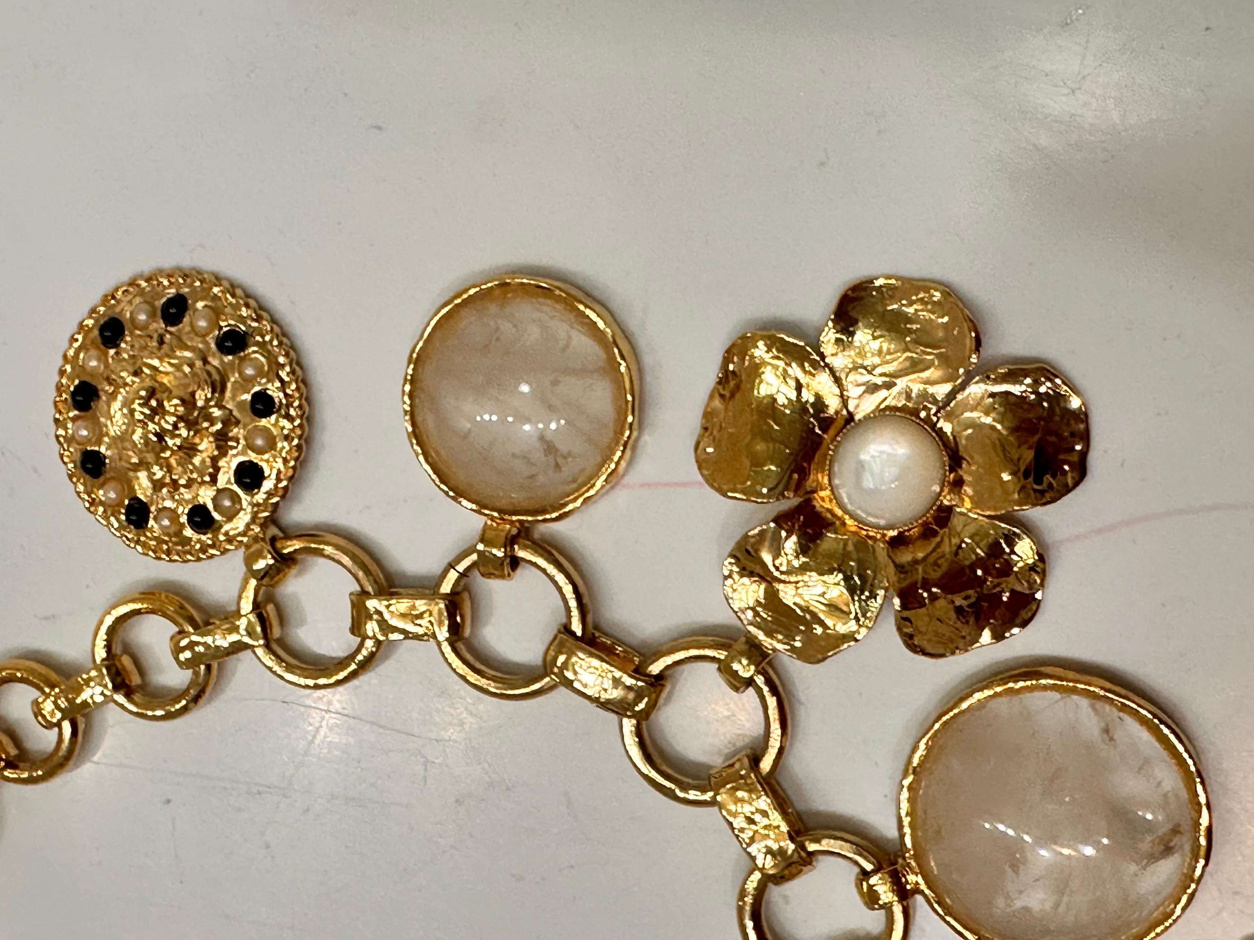 Artist Statement Choker in Gilded Bronze, Mother of  Pearl and Onyx