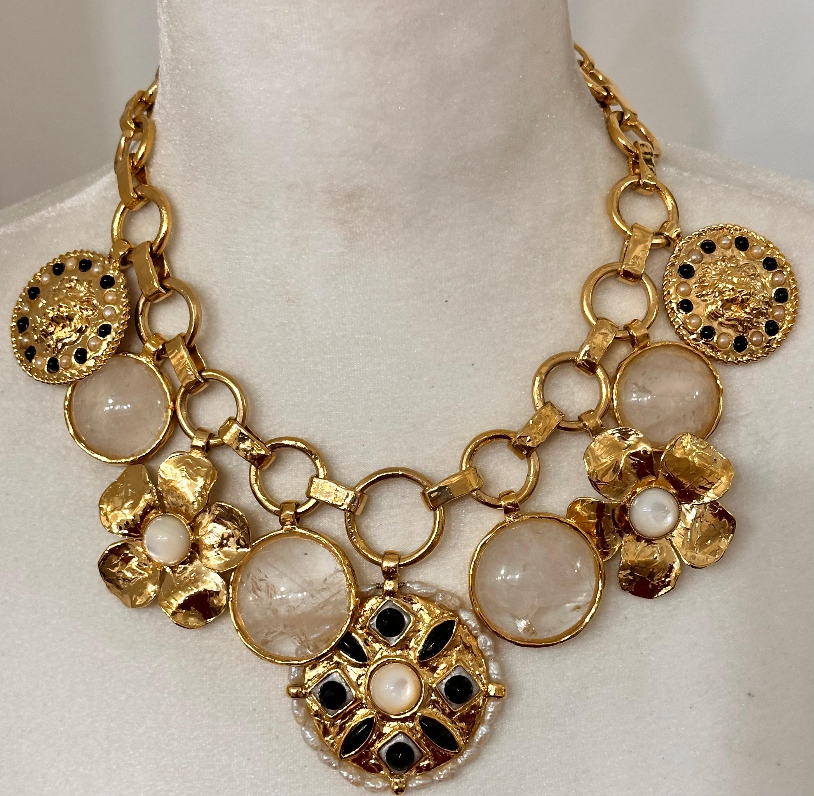 Statement Choker in Gilded Bronze, Mother of  Pearl and Onyx In New Condition In Virginia Beach, VA