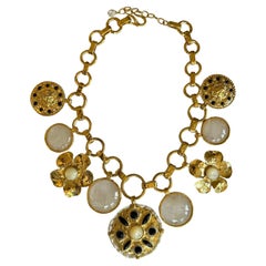 Statement Choker in Gilded Bronze, Mother of  Pearl and Onyx