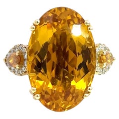 Statement Citrine and Diamond Cocktail Ring in 14k Yellow Gold