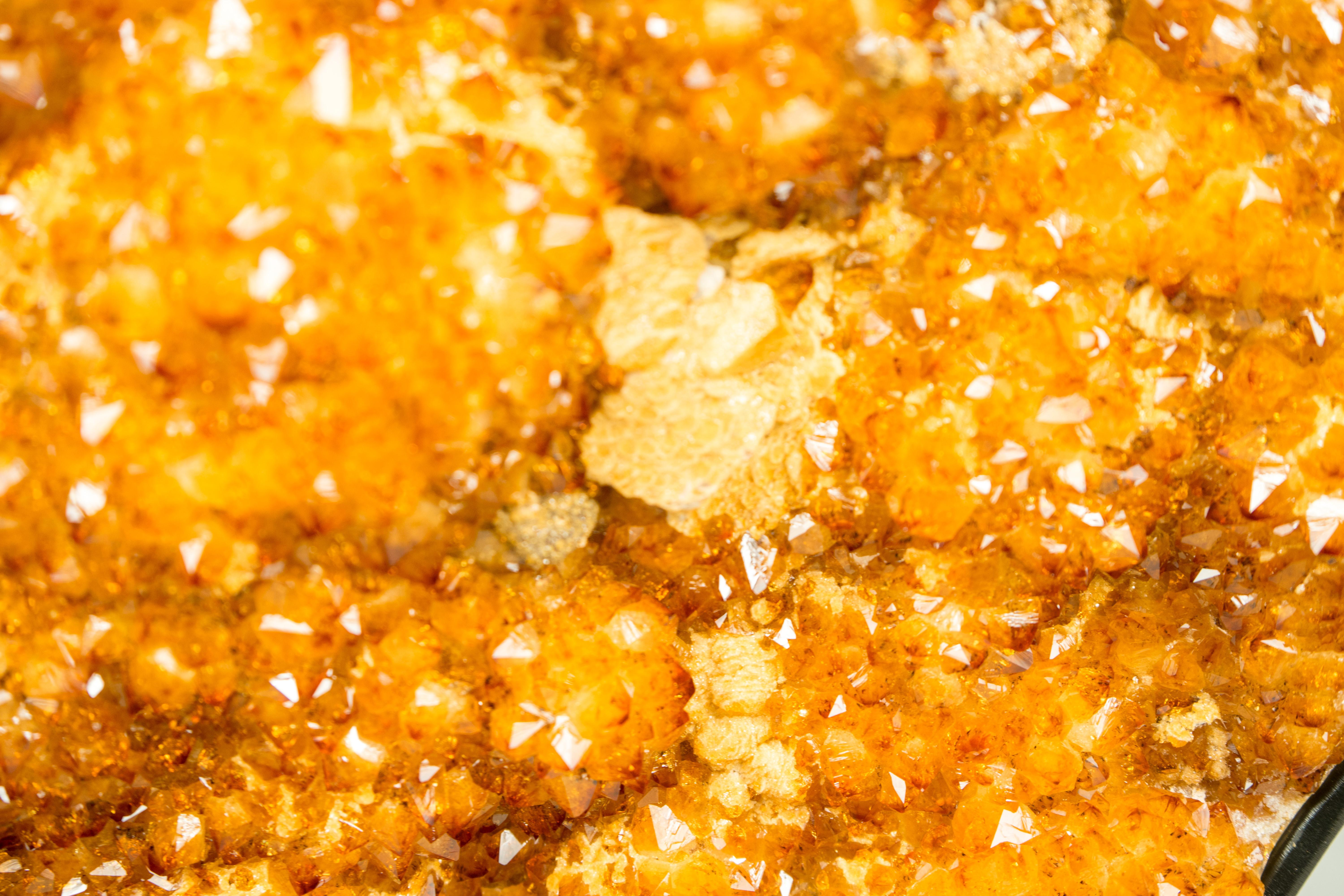 Brazilian Statement Citrine Cluster with Golden-Orange Druzy and Calcite, X-Large For Sale