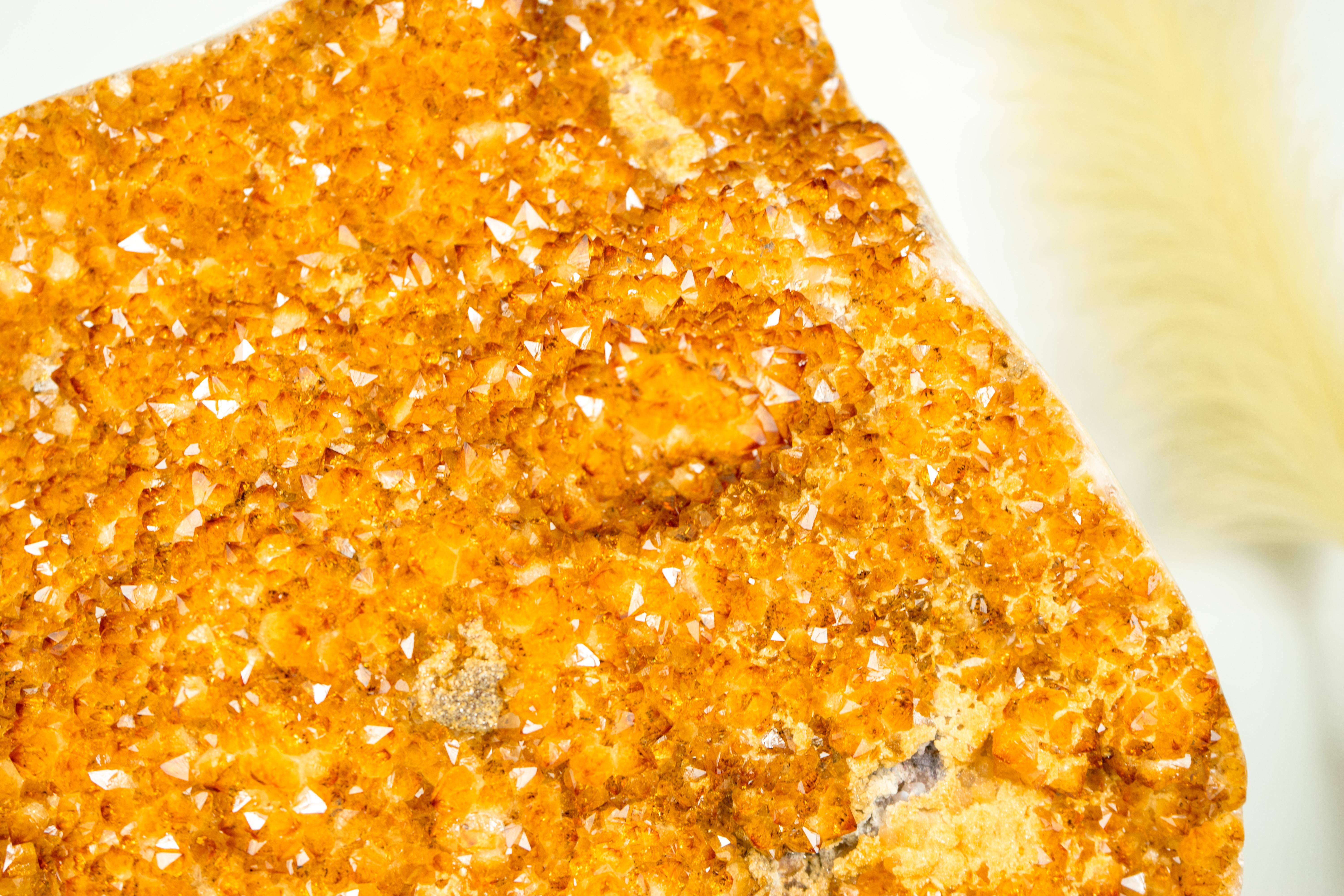 Crystal Statement Citrine Cluster with Golden-Orange Druzy and Calcite, X-Large For Sale