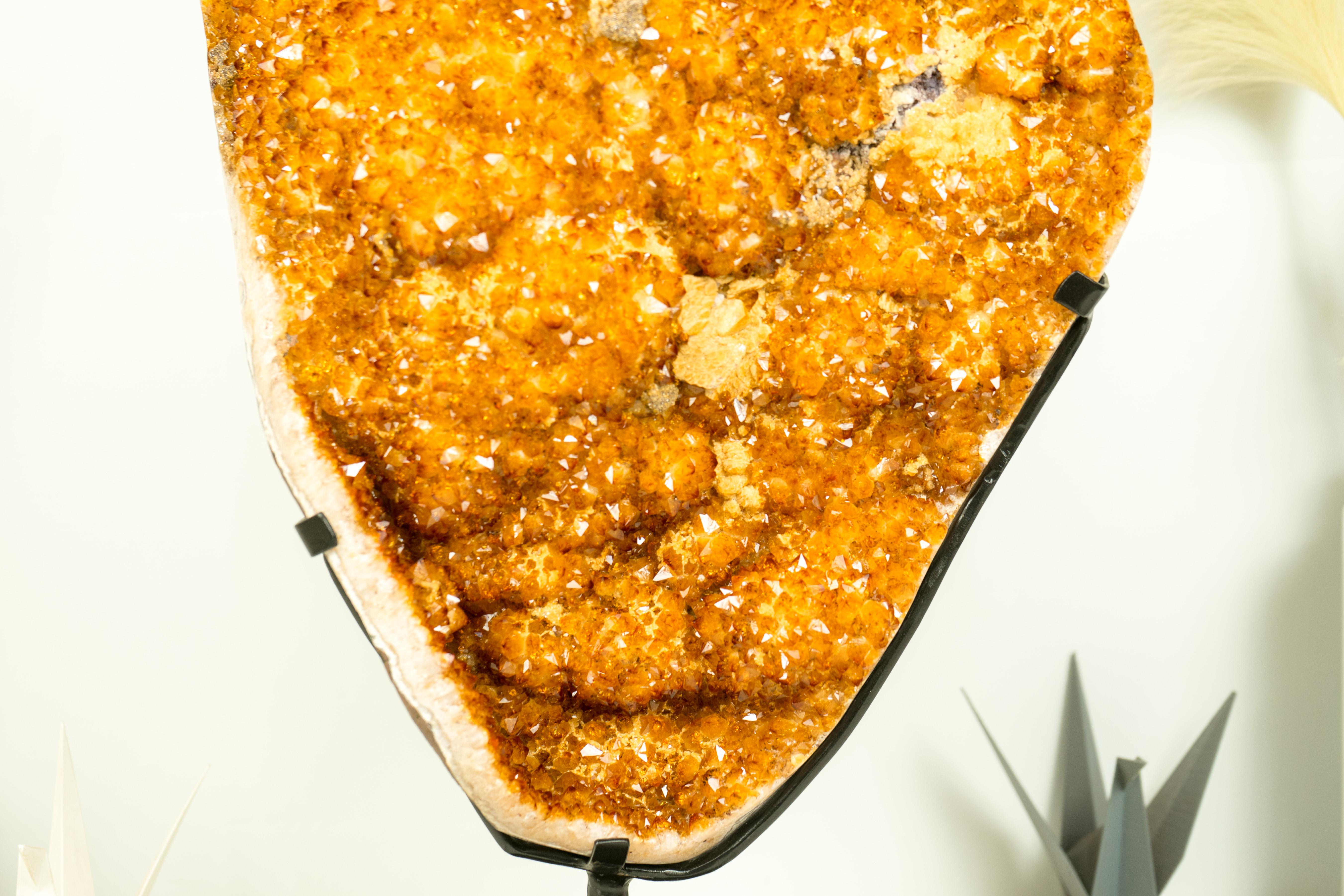 Statement Citrine Cluster with Golden-Orange Druzy and Calcite, X-Large For Sale 2