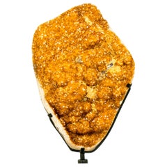 Grande grappe de citrine avec Druzy et Calcite orange doré