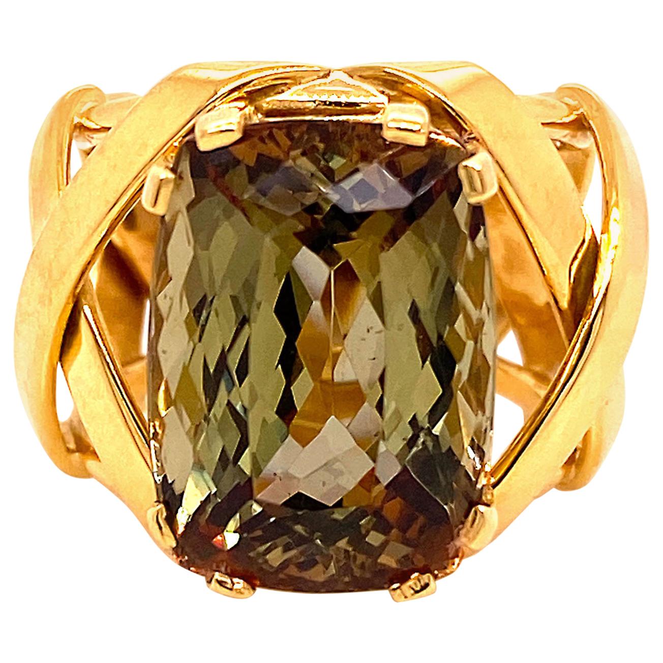 Gemjunky Statement Cocktail Ring of Andalusite and 18 Karat Yellow Gold