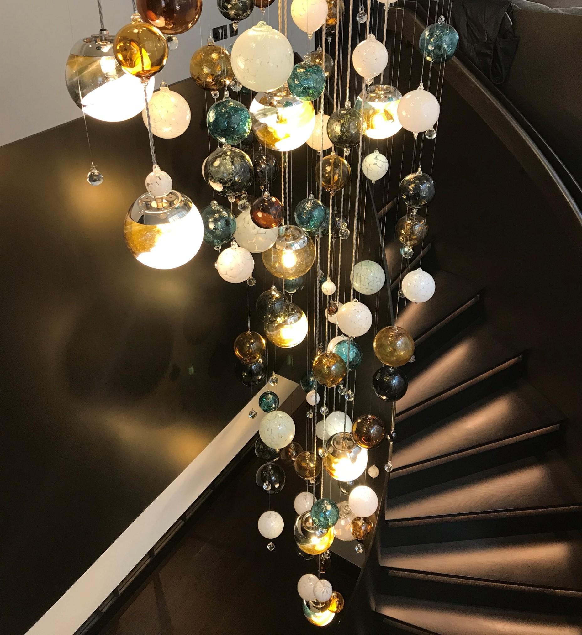 Statement Contemporary Stairwell Cascade Chandelier by Roast In New Condition For Sale In London, GB