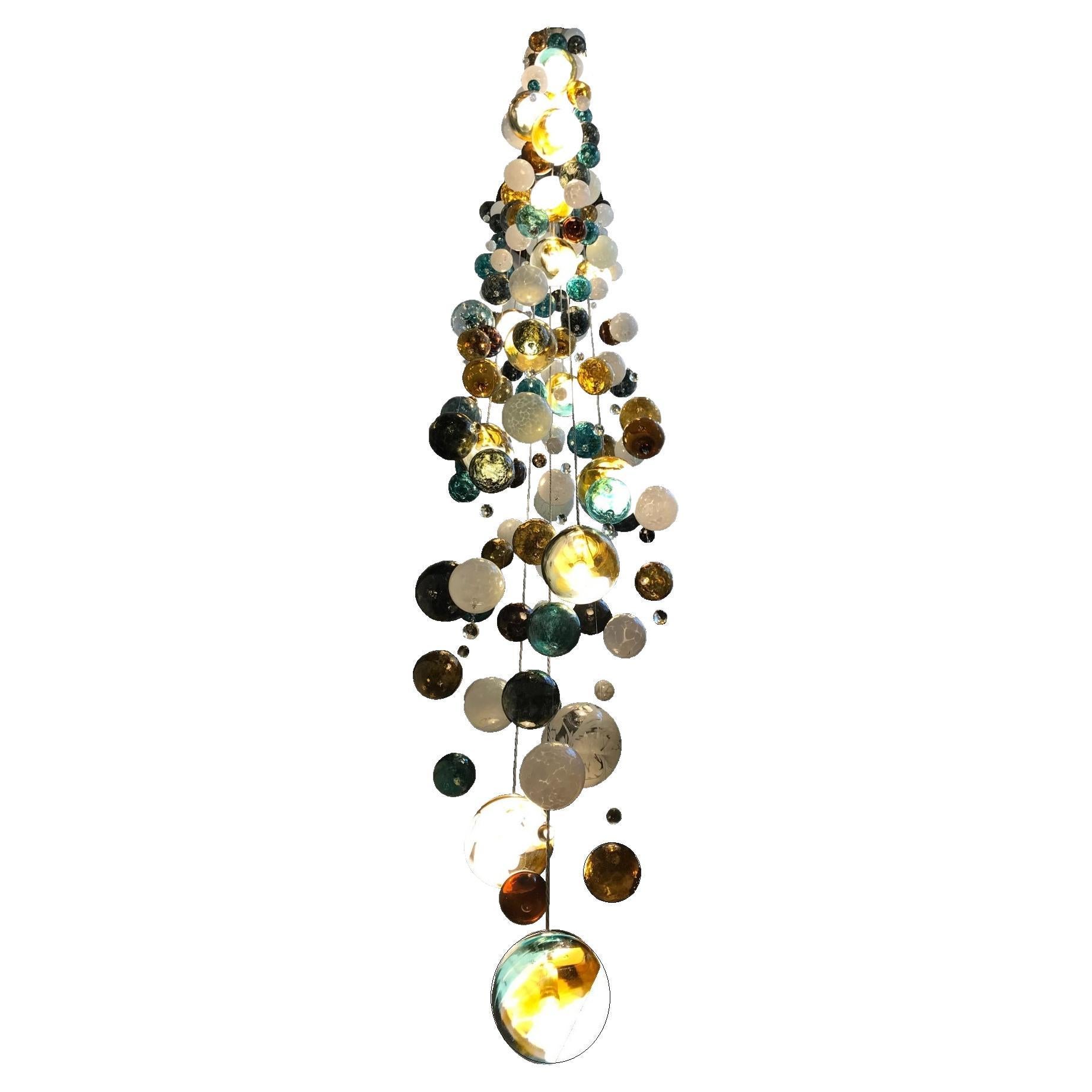 Statement Contemporary Stairwell Cascade Chandelier by Roast For Sale