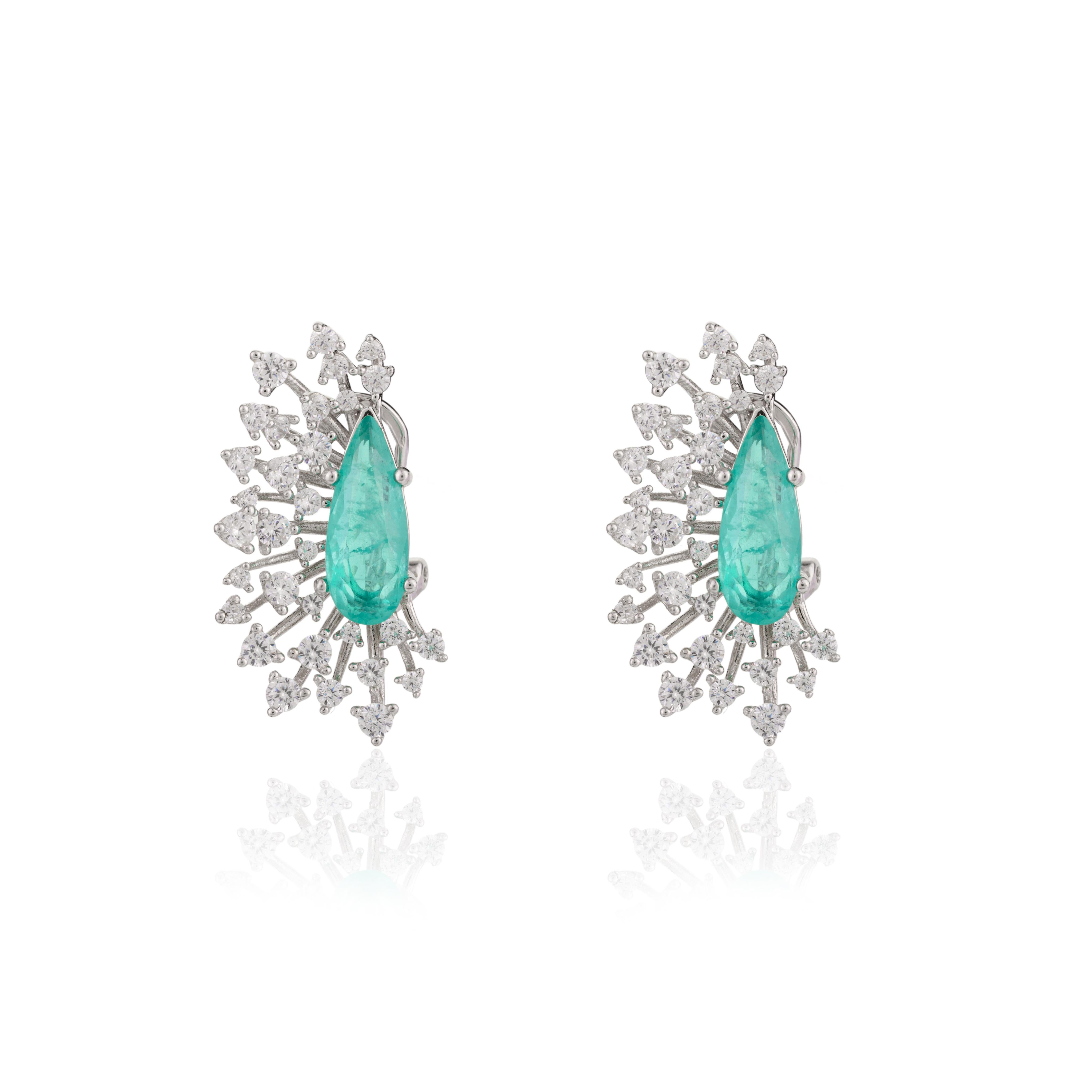 Art Deco Statement Cubic Zirconia Sprinkle Stud Earrings in Silver Jewelry for Mom Gift For Sale